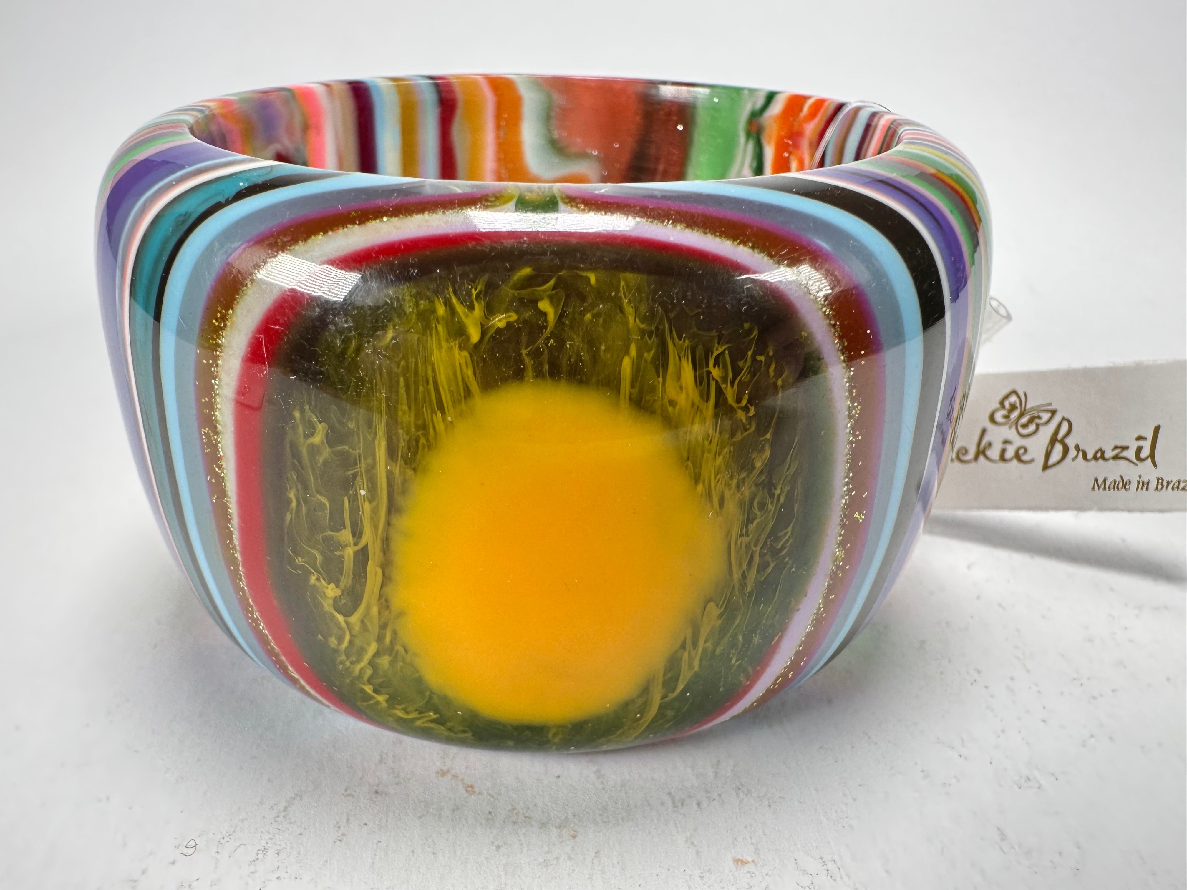 Jackie Brazil "Tiger" Liquorice Allsorts with Cat Eye Mix Colours 5cm Resin Bangle ( B0932 )