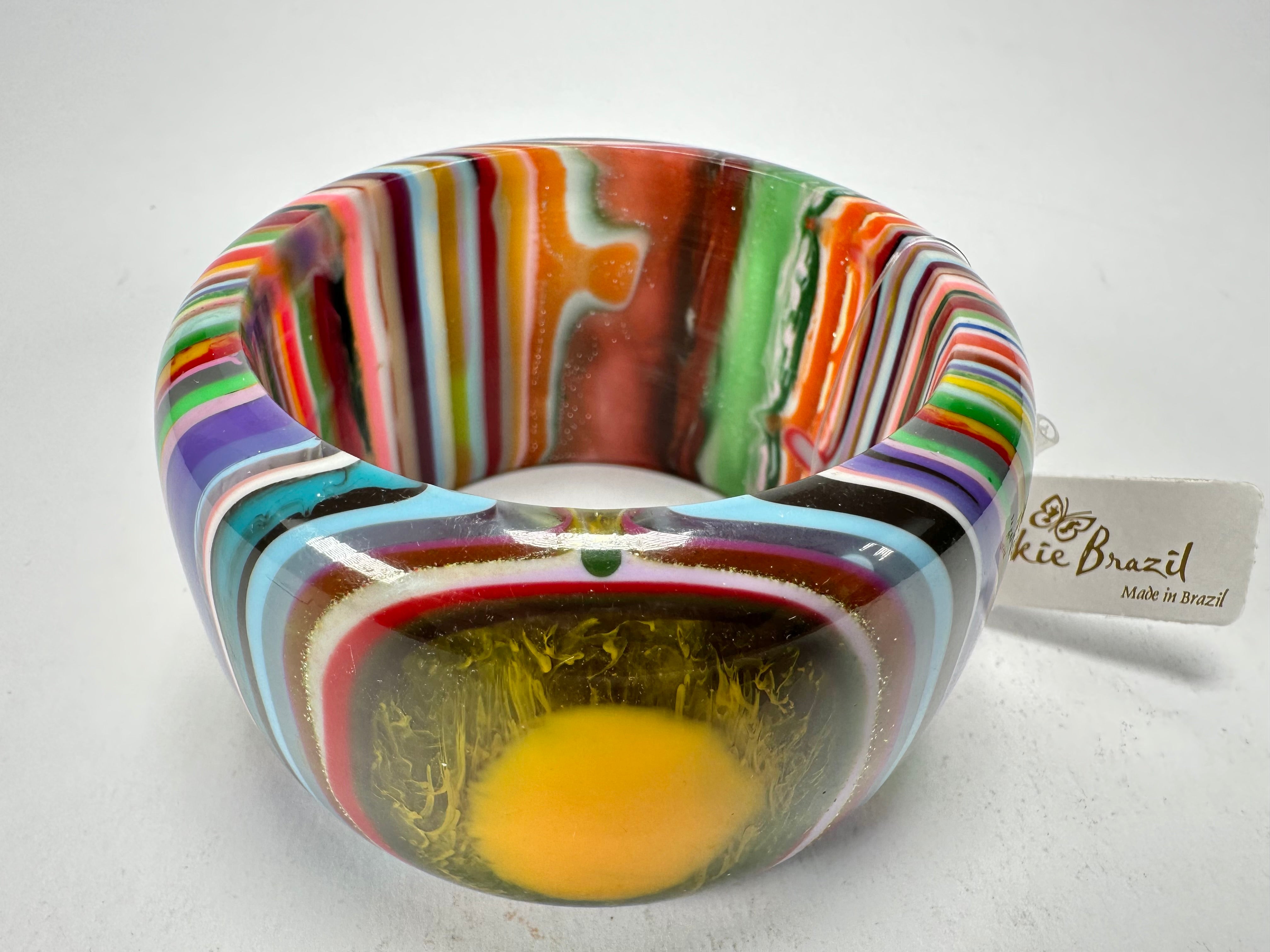 Jackie Brazil "Tiger" Liquorice Allsorts with Cat Eye Mix Colours 5cm Resin Bangle ( B0932 )