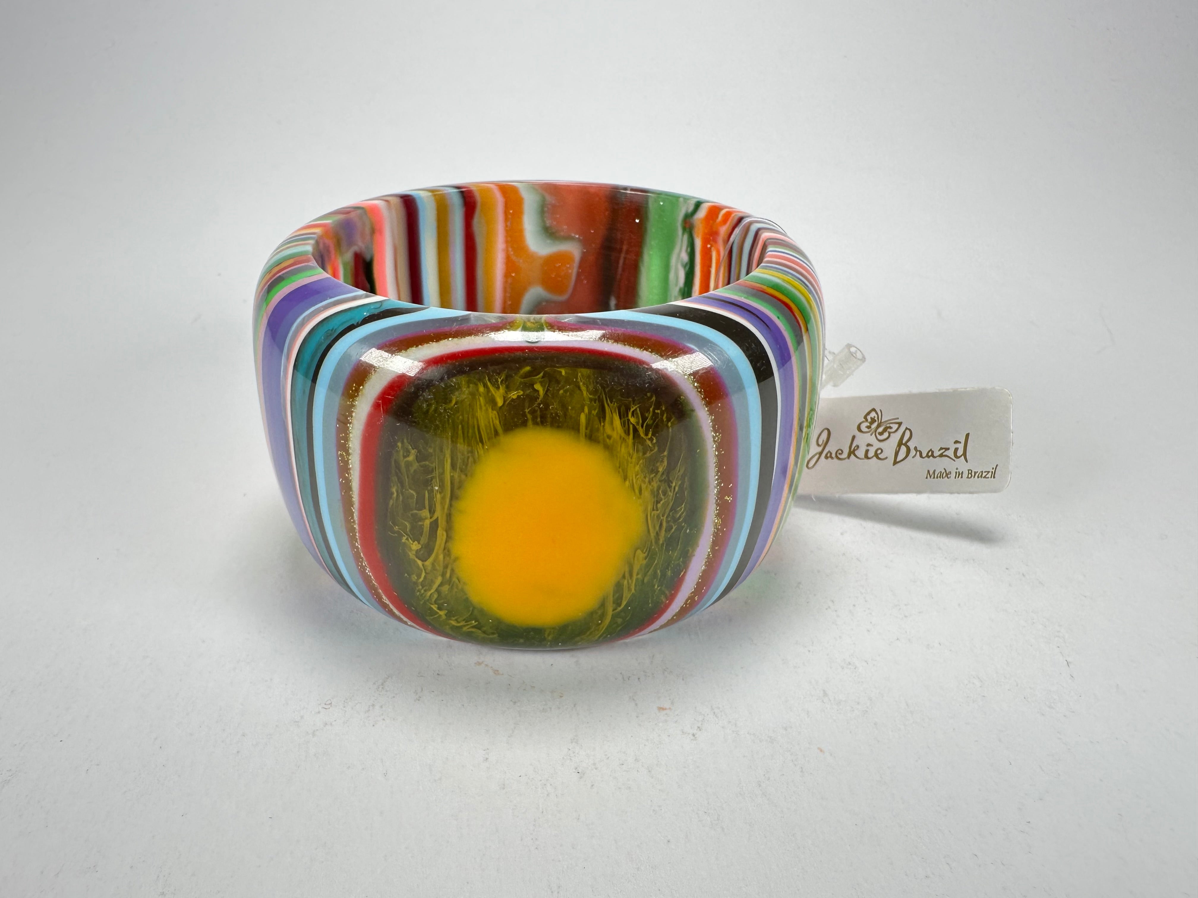 Jackie Brazil "Tiger" Liquorice Allsorts with Cat Eye Mix Colours 5cm Resin Bangle ( B0932 )