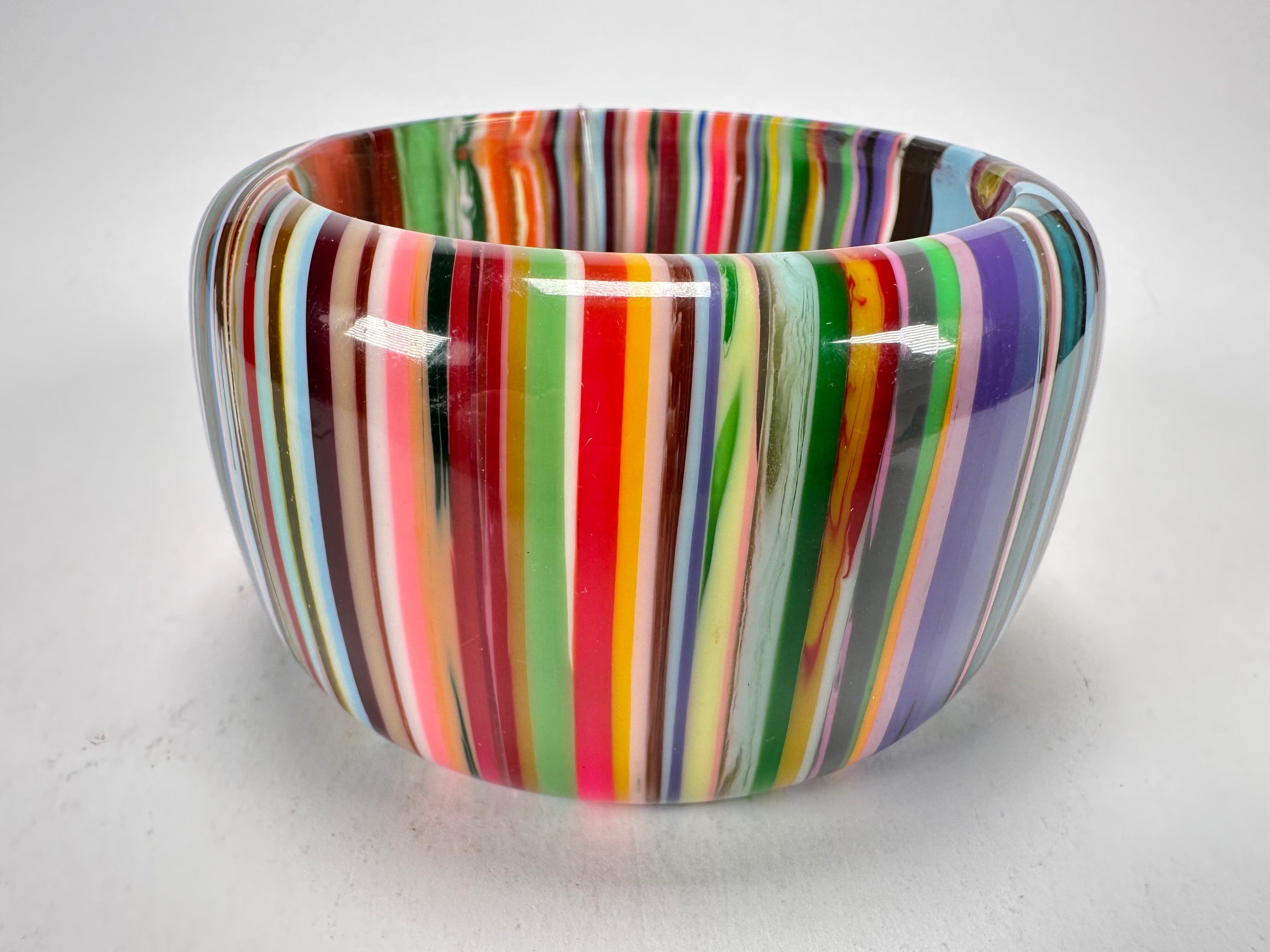 Jackie Brazil "Tiger" Liquorice Allsorts with Cat Eye Mix Colours 5cm Resin Bangle ( B0932 )