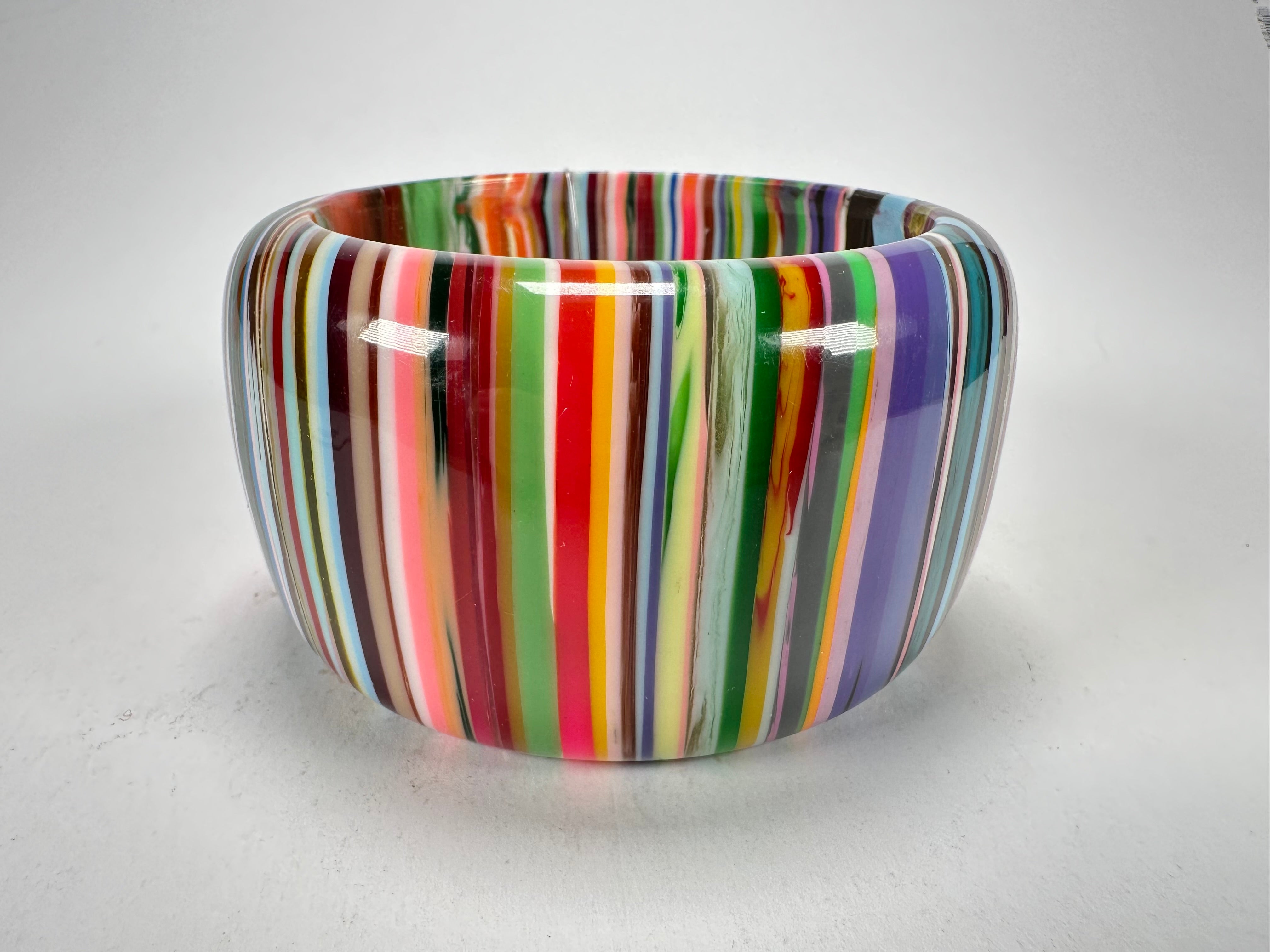 Jackie Brazil "Tiger" Liquorice Allsorts with Cat Eye Mix Colours 5cm Resin Bangle ( B0932 )