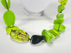Jackie Brazil "Indiana" Green Mix Multi-Bead Long Resin 110cm Necklace ( N0038 )