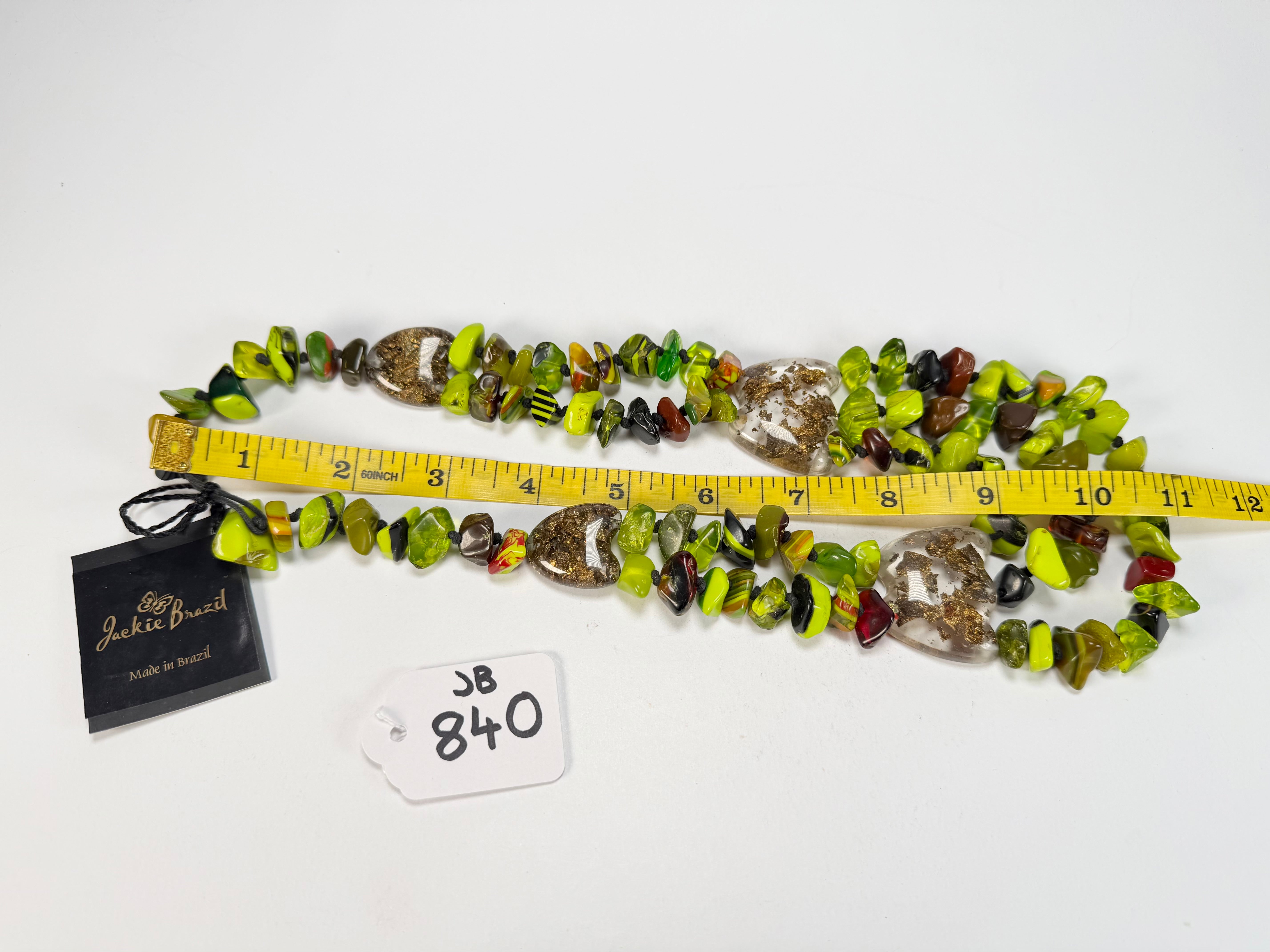 Jackie Brazil "Orient Express" 3 Strand Small Bead Light Green Mix Long Choker Necklace ( N3532 )