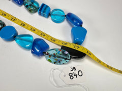 Jackie Brazil "Indiana" Blue Mix Multi-Bead Long Resin 110cm Necklace ( N0038 )