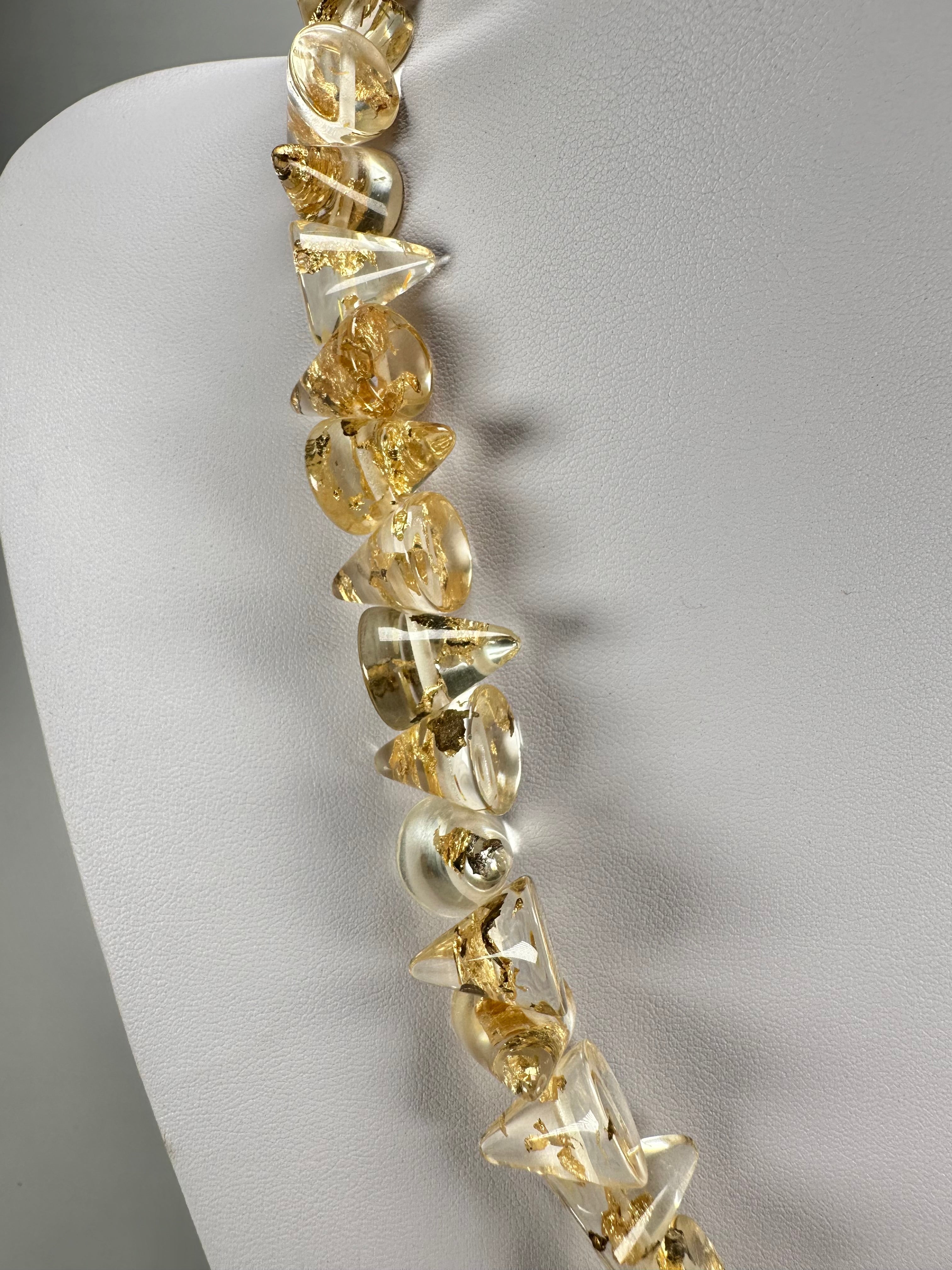 Jackie Brazil "Corina" Small Cones Gold Flakes 55cm Necklace ( N0058 )