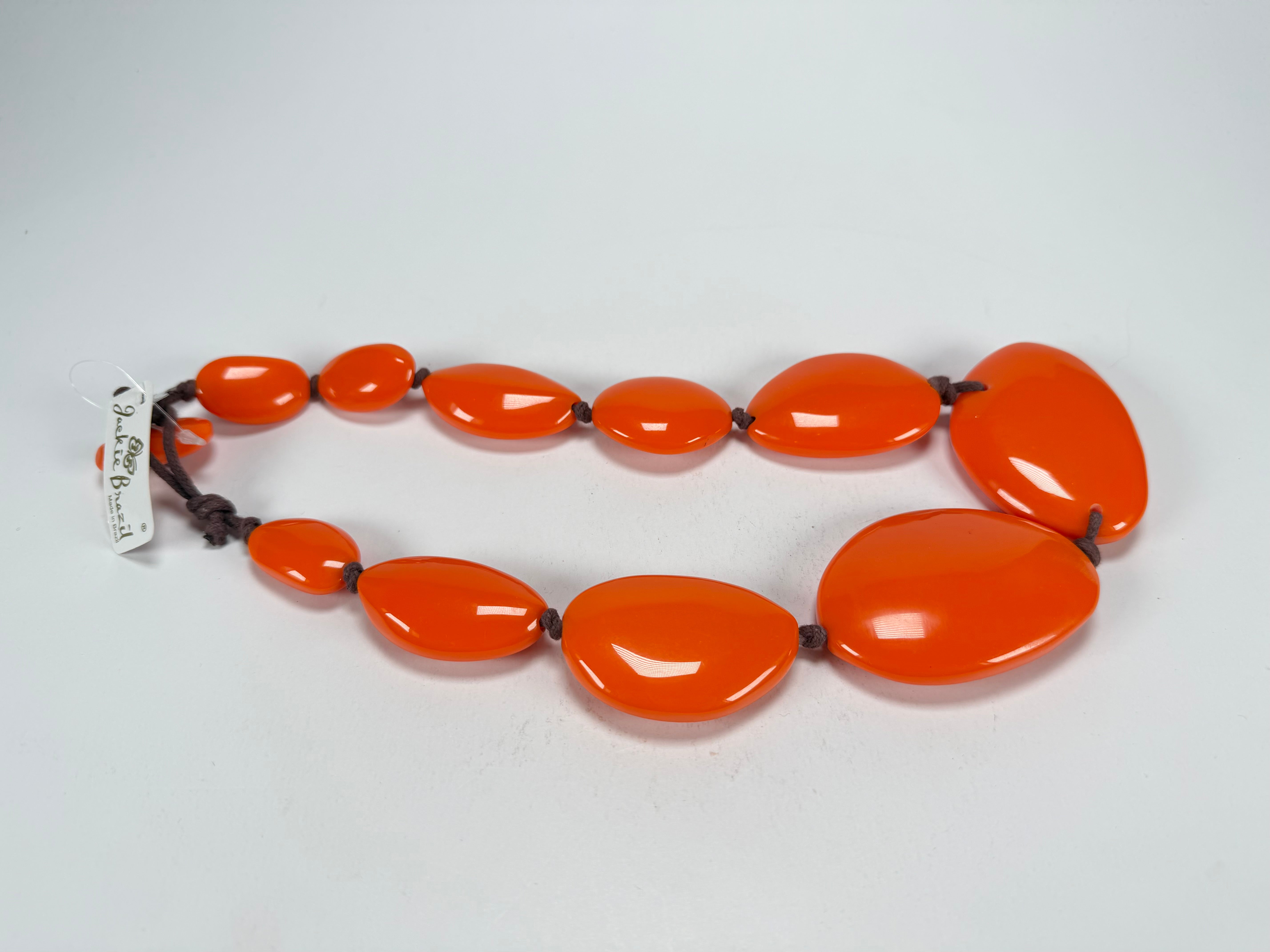 Jackie Brazil "Orange Gloss" Short Flat Riverstones 50cm Necklace ( N3616 )