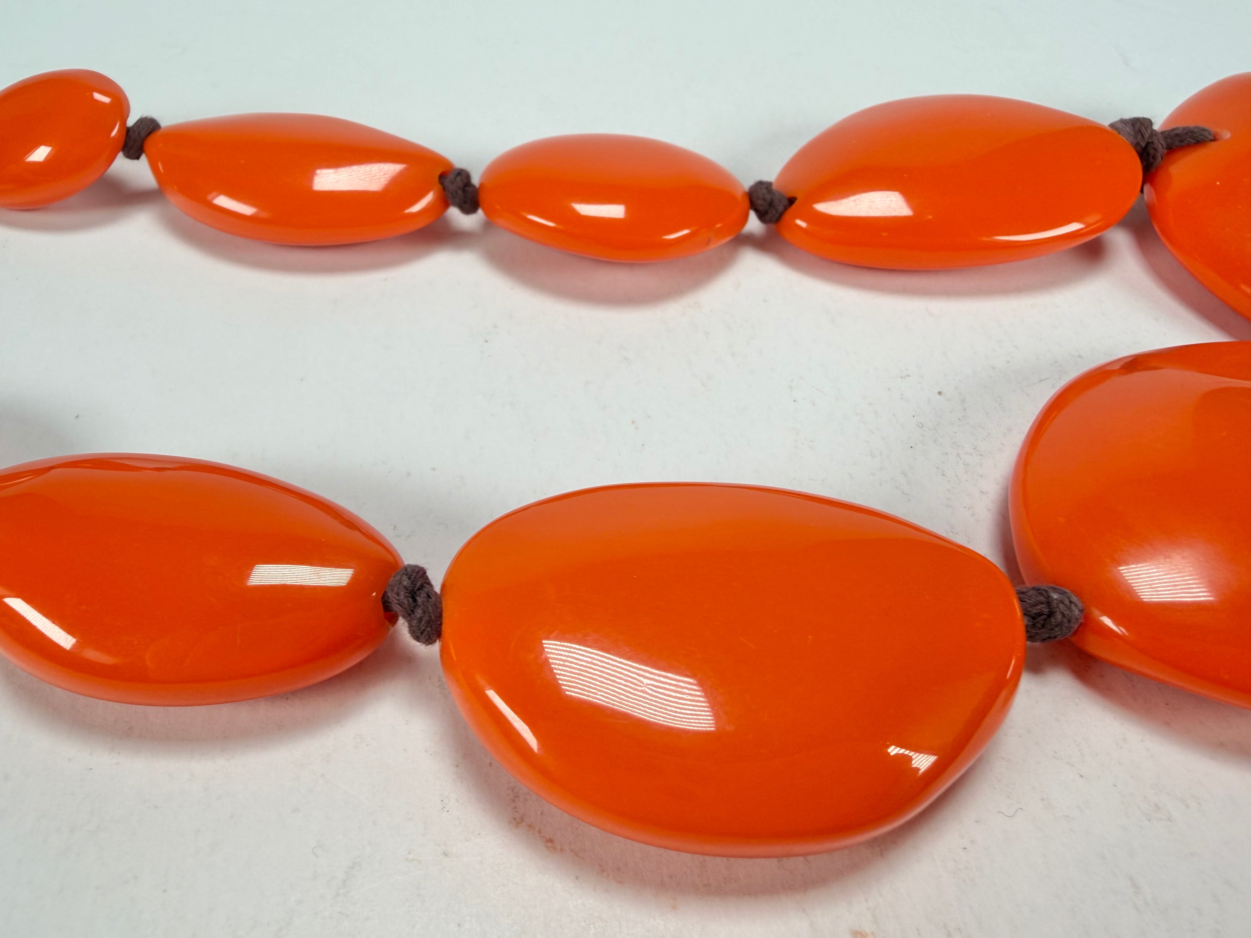Jackie Brazil "Orange Gloss" Short Flat Riverstones 50cm Necklace ( N3616 )