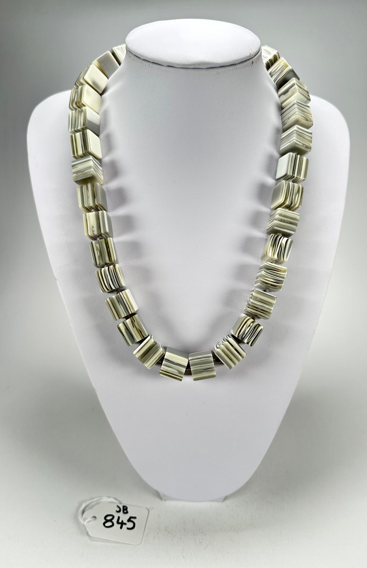 Jackie Brazil "POP" Liquorice Cream Mix Small Cubes 65cm Necklace ( N0046 )