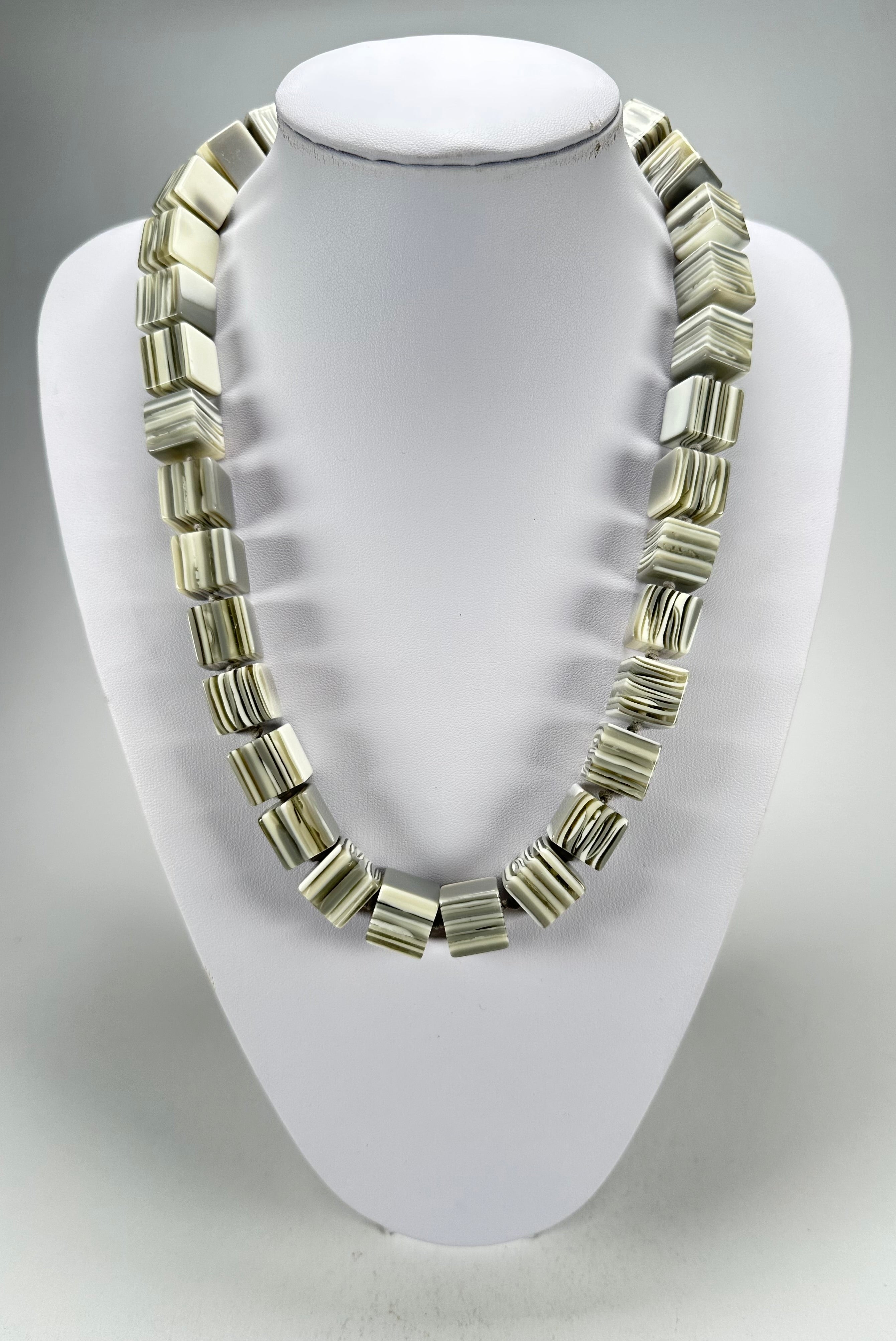 Jackie Brazil "POP" Liquorice Cream Mix Small Cubes 65cm Necklace ( N0046 )