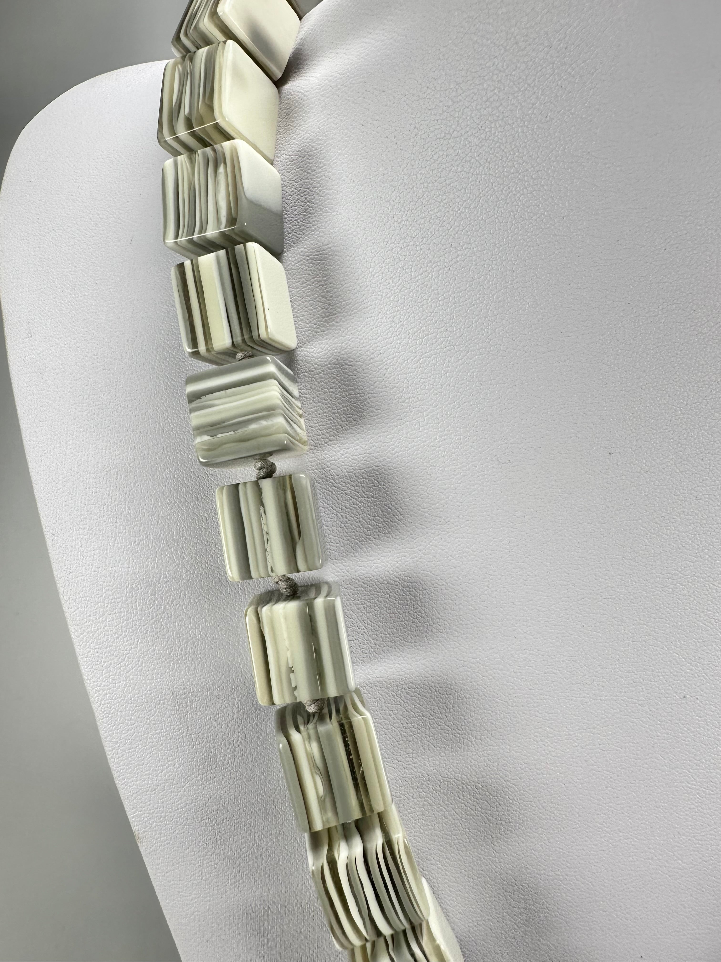 Jackie Brazil "POP" Liquorice Cream Mix Small Cubes 65cm Necklace ( N0046 )