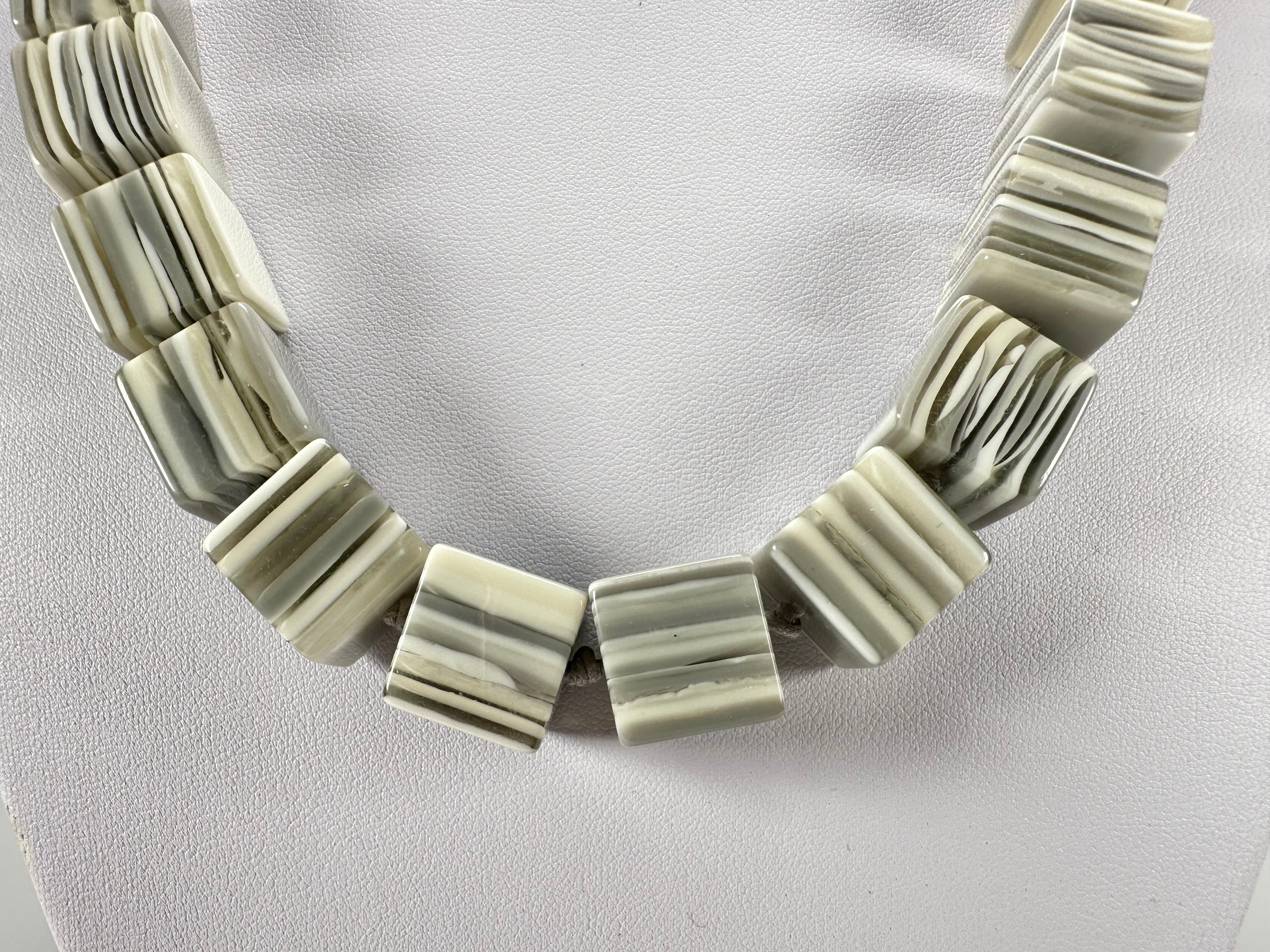 Jackie Brazil "POP" Liquorice Cream Mix Small Cubes 65cm Necklace ( N0046 )