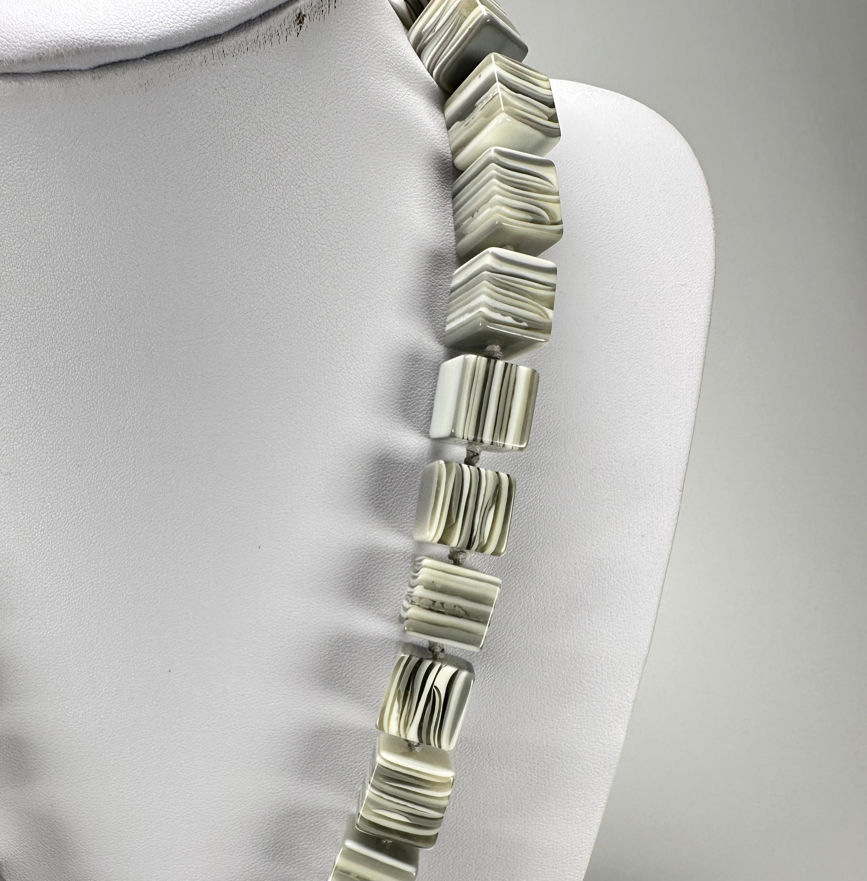 Jackie Brazil "POP" Liquorice Cream Mix Small Cubes 65cm Necklace ( N0046 )