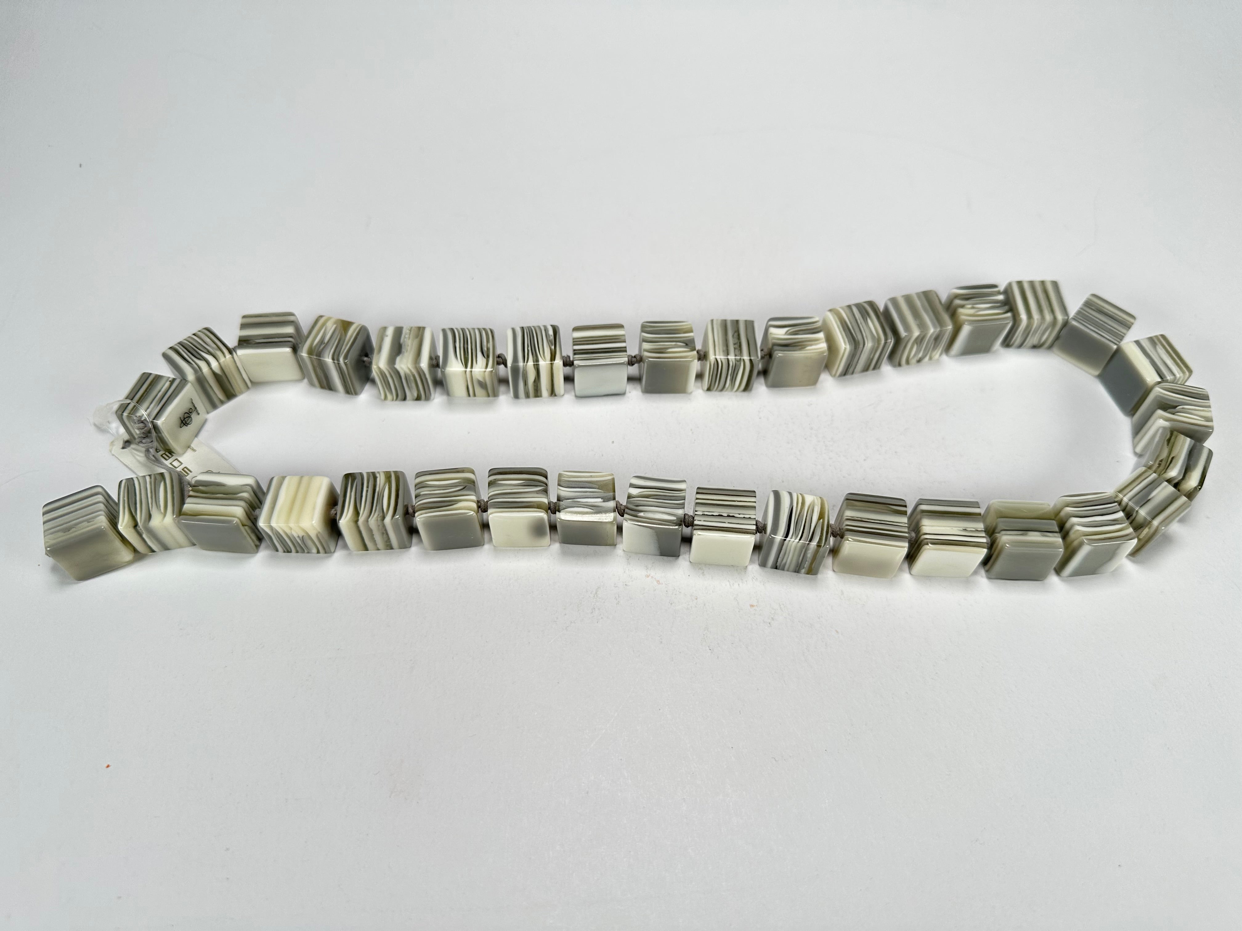 Jackie Brazil "POP" Liquorice Cream Mix Small Cubes 65cm Necklace ( N0046 )