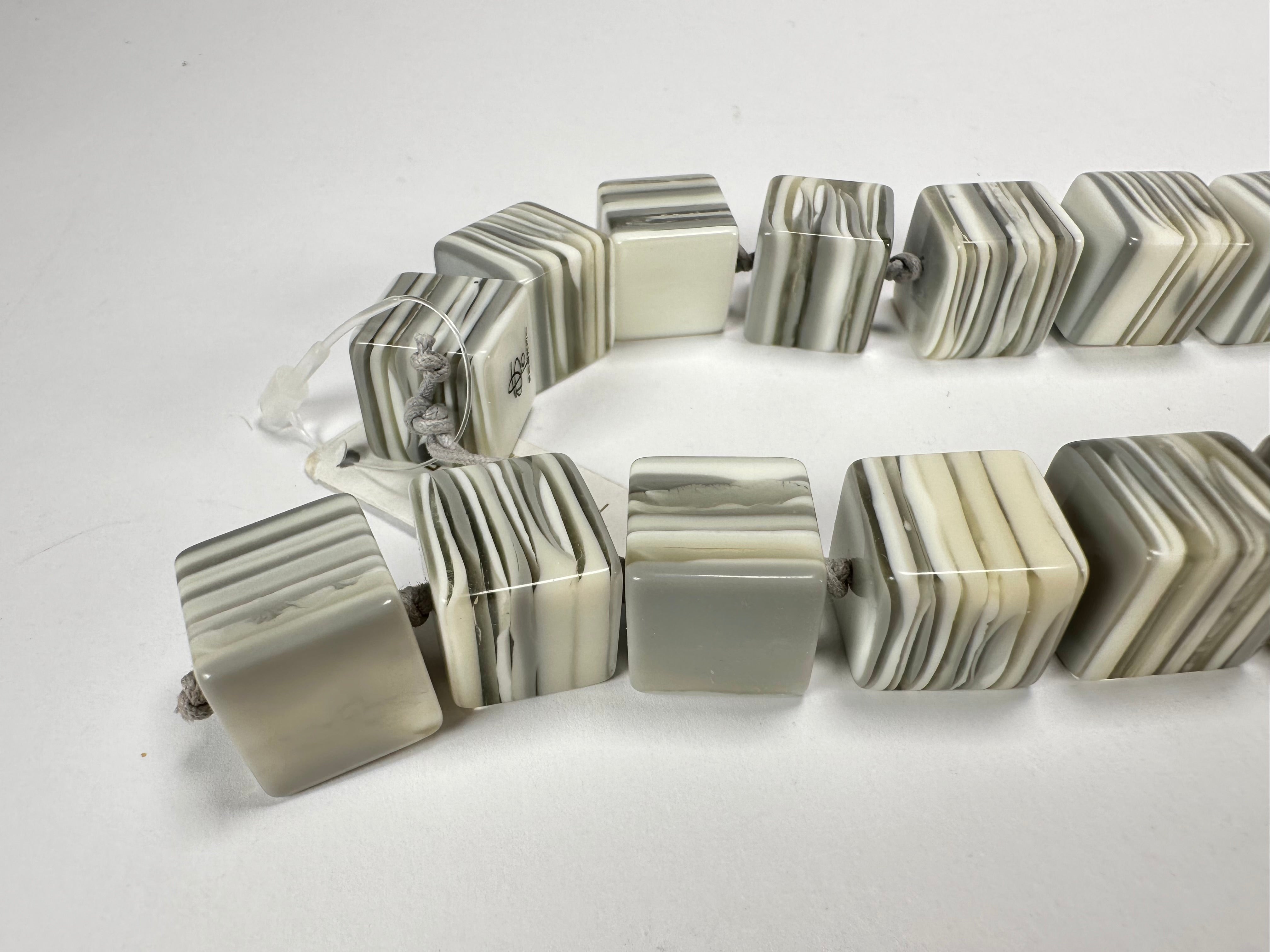 Jackie Brazil "POP" Liquorice Cream Mix Small Cubes 65cm Necklace ( N0046 )