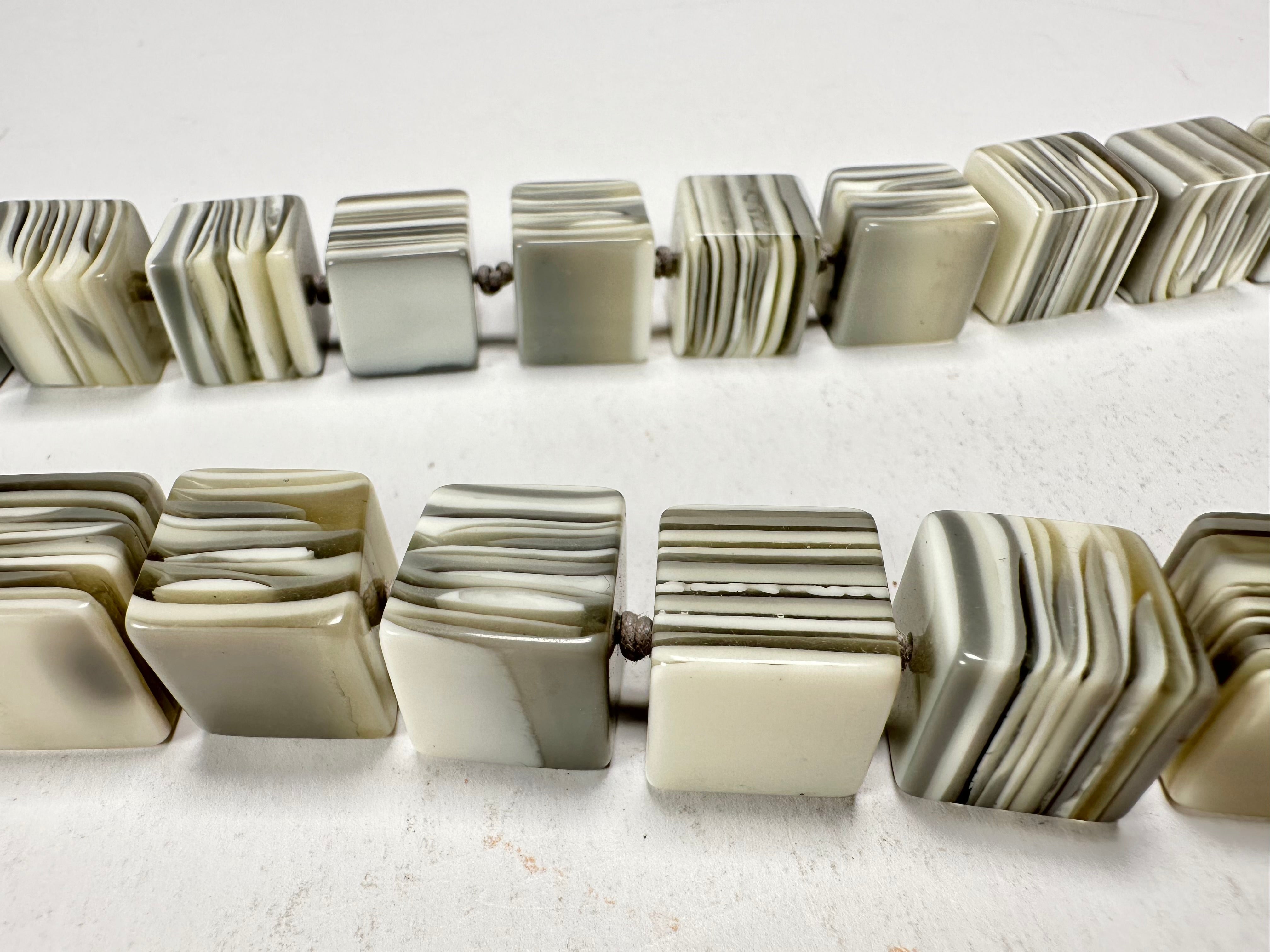 Jackie Brazil "POP" Liquorice Cream Mix Small Cubes 65cm Necklace ( N0046 )