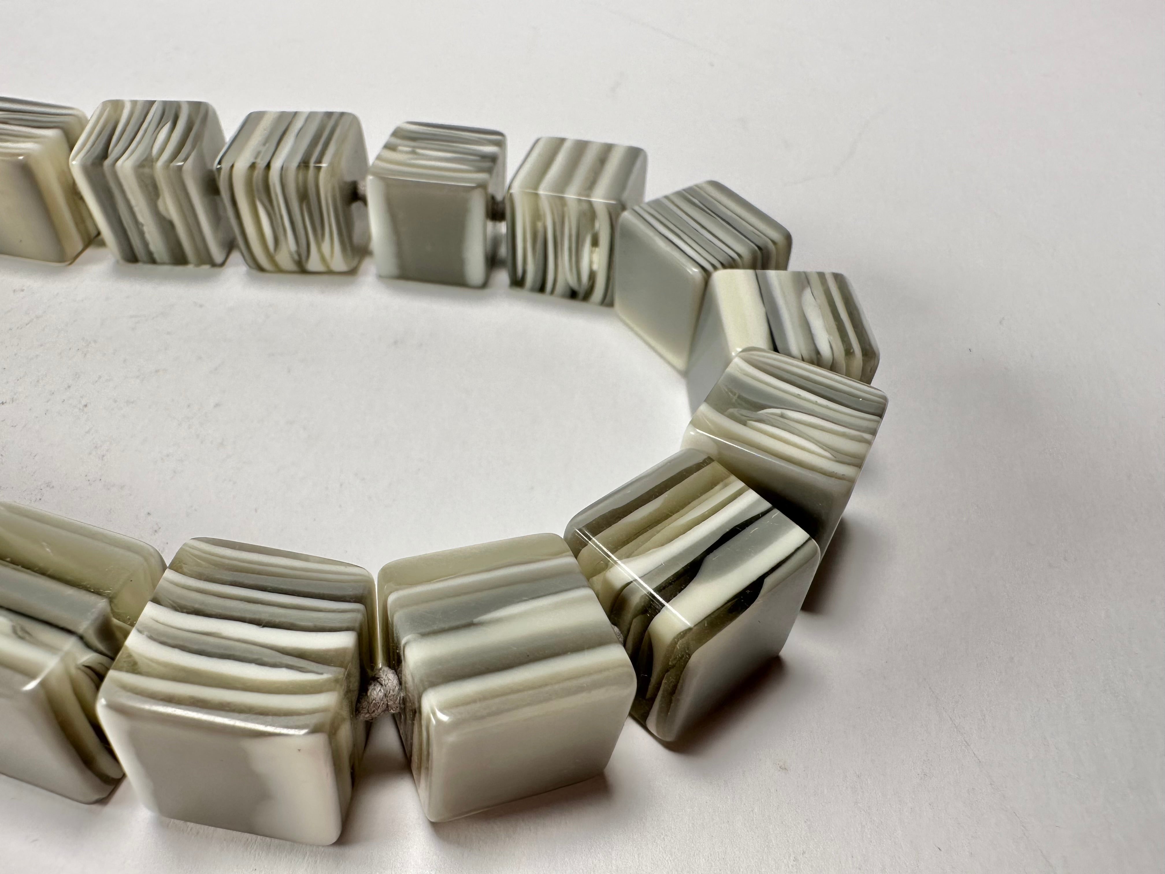 Jackie Brazil "POP" Liquorice Cream Mix Small Cubes 65cm Necklace ( N0046 )