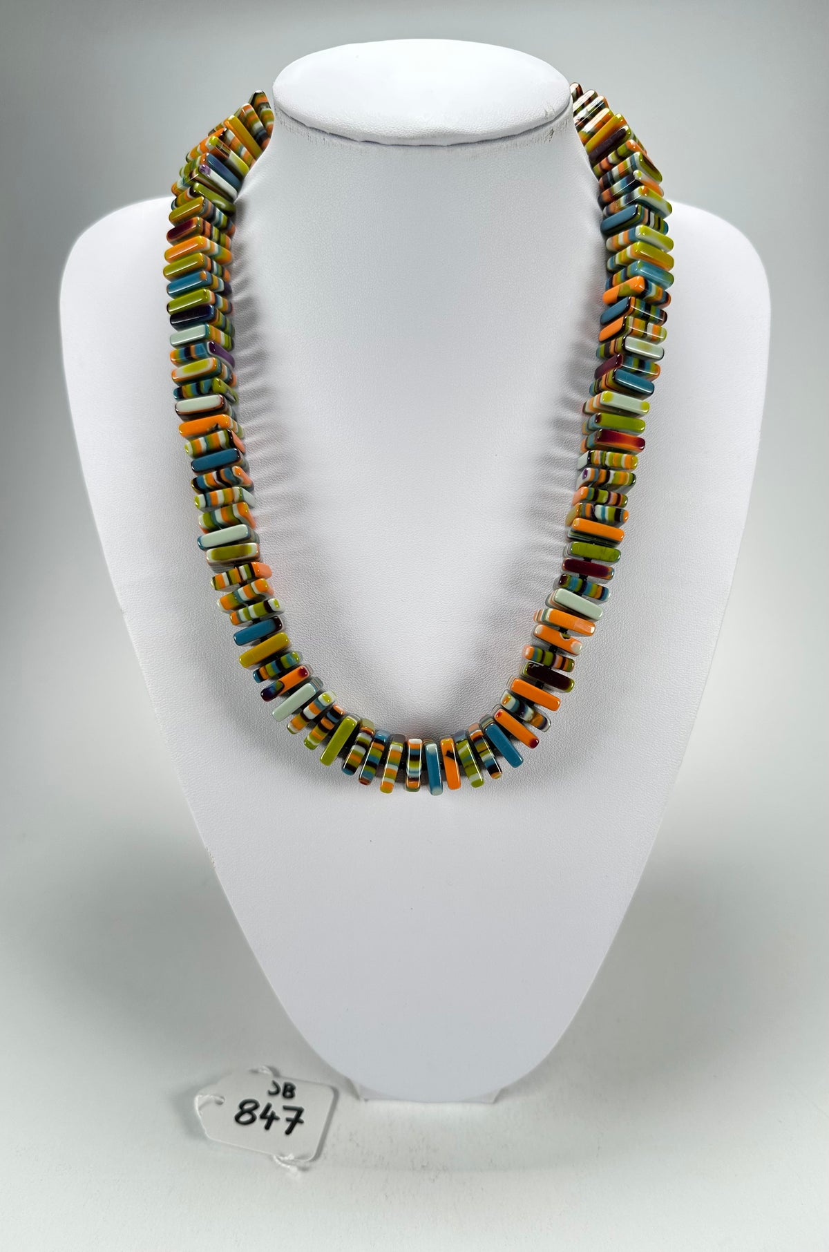 Jackie Brazil "Patricia" Liquorice Squares & Beads Winter Colour Mix 55cm Necklace ( N0025 )