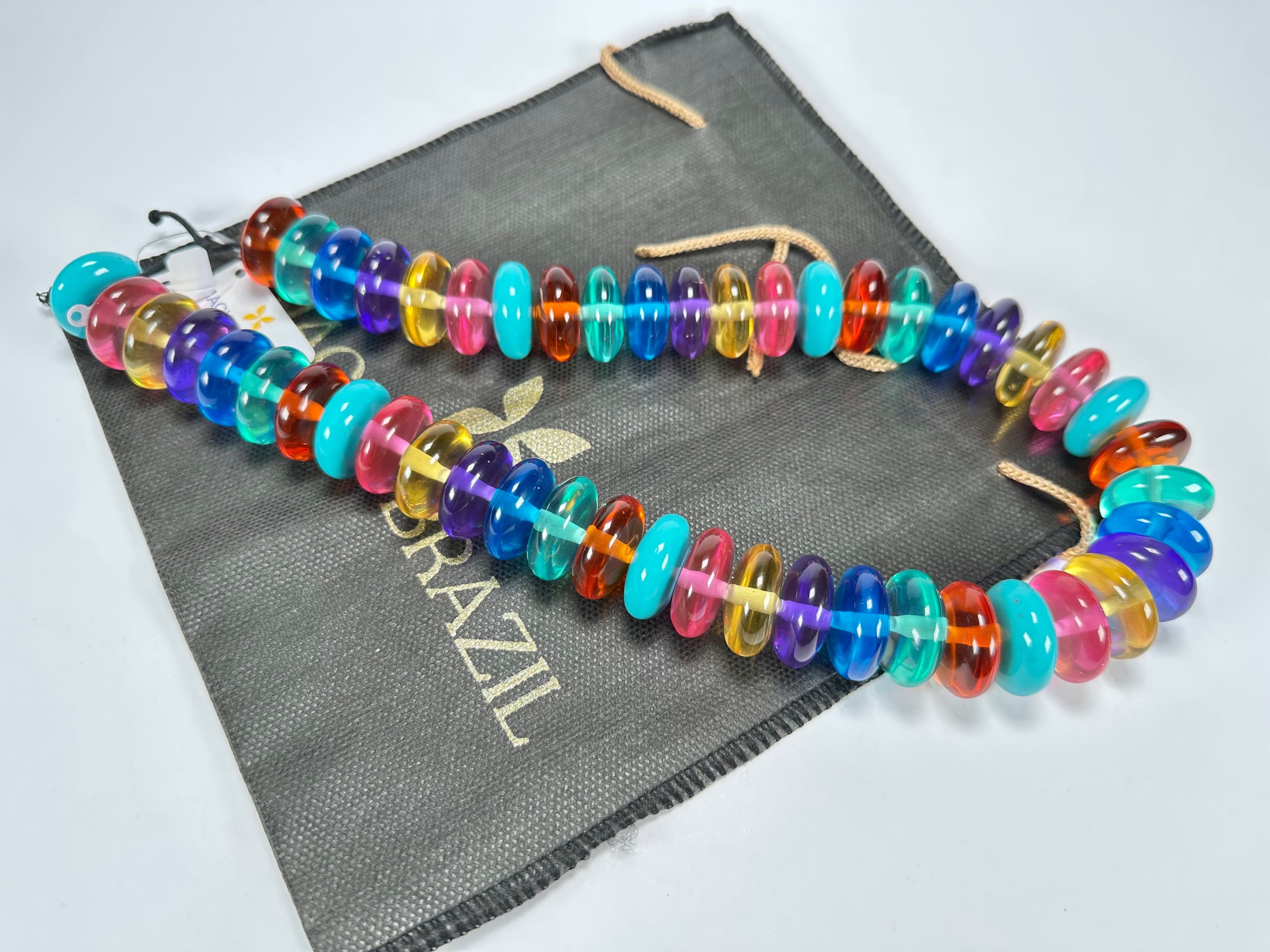 Jackie Brazil "Ana" Transparent Summer Mix Resin Wheels 50cm Necklace ( N0042 )