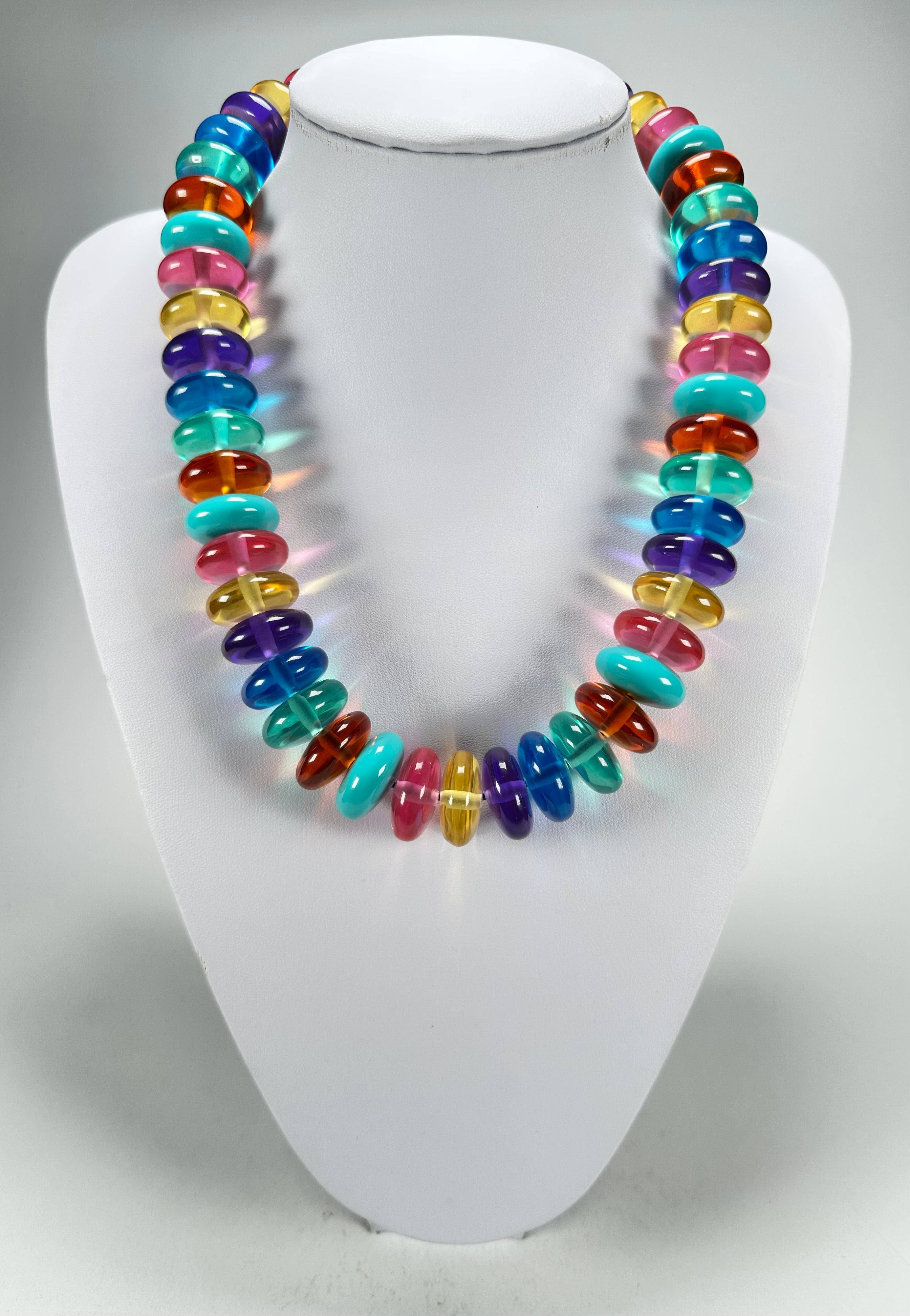 Jackie Brazil "Ana" Transparent Summer Mix Resin Wheels 50cm Necklace ( N0042 )