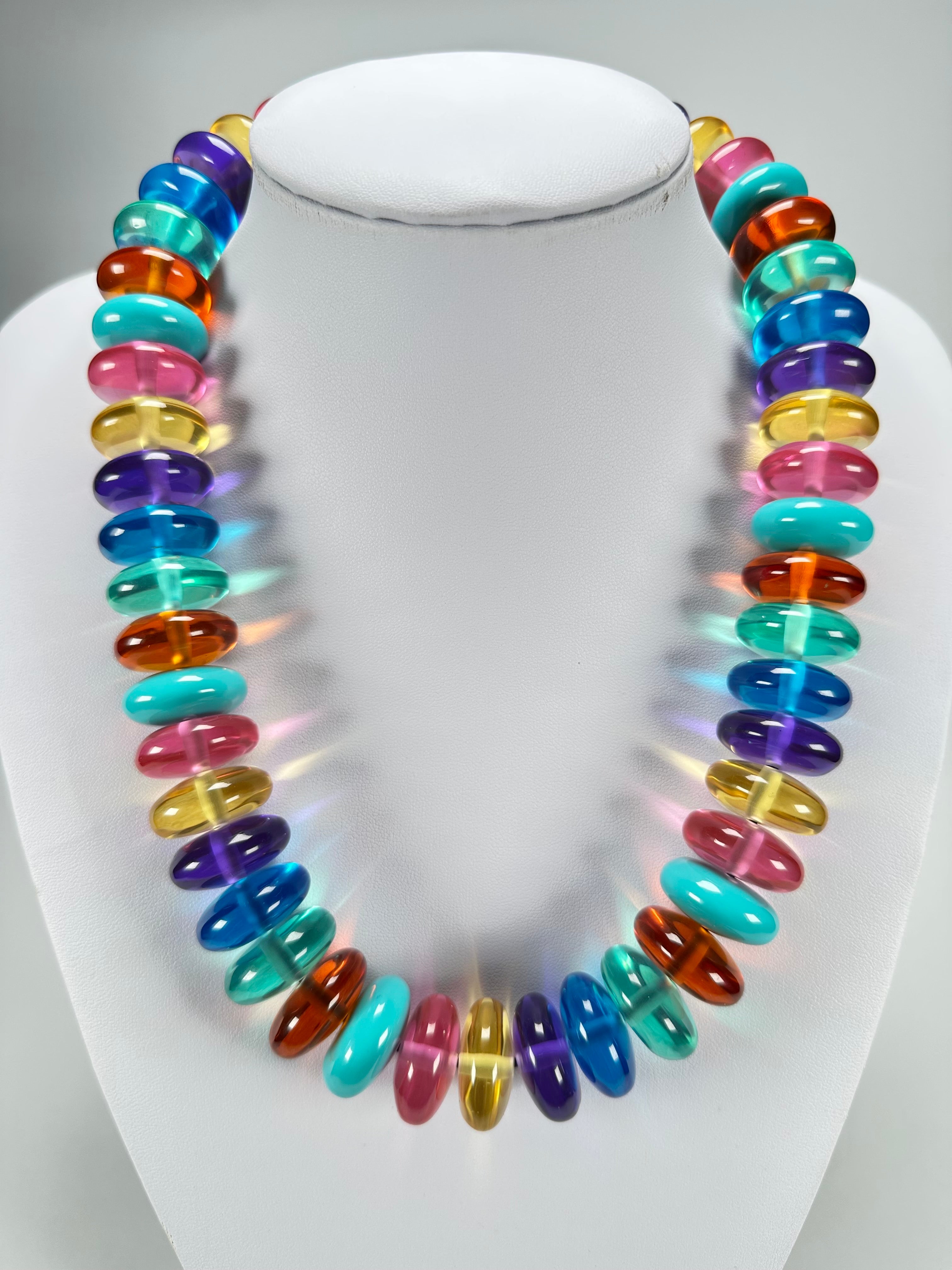 Jackie Brazil "Ana" Transparent Summer Mix Resin Wheels 50cm Necklace ( N0042 )