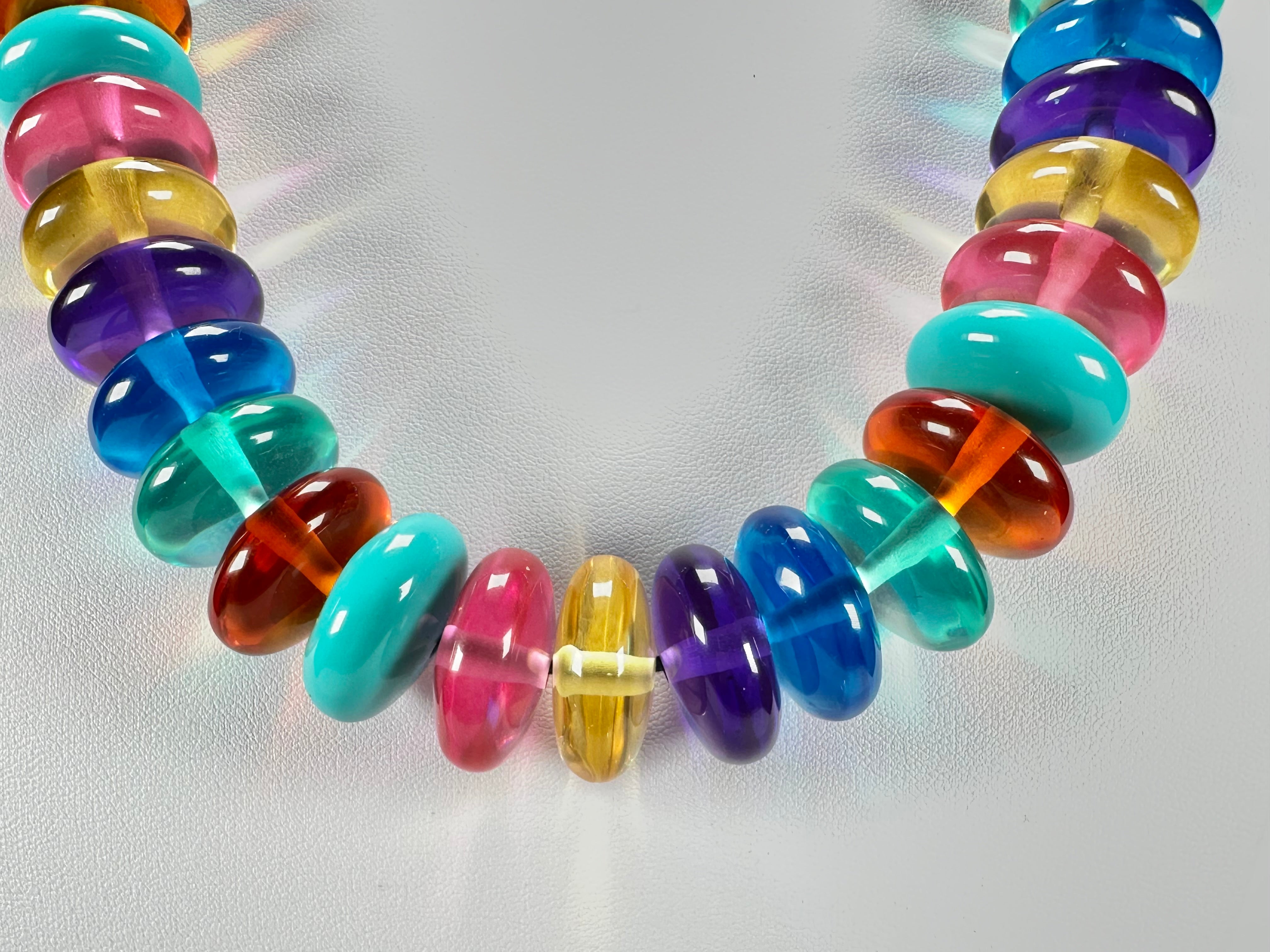 Jackie Brazil "Ana" Transparent Summer Mix Resin Wheels 50cm Necklace ( N0042 )