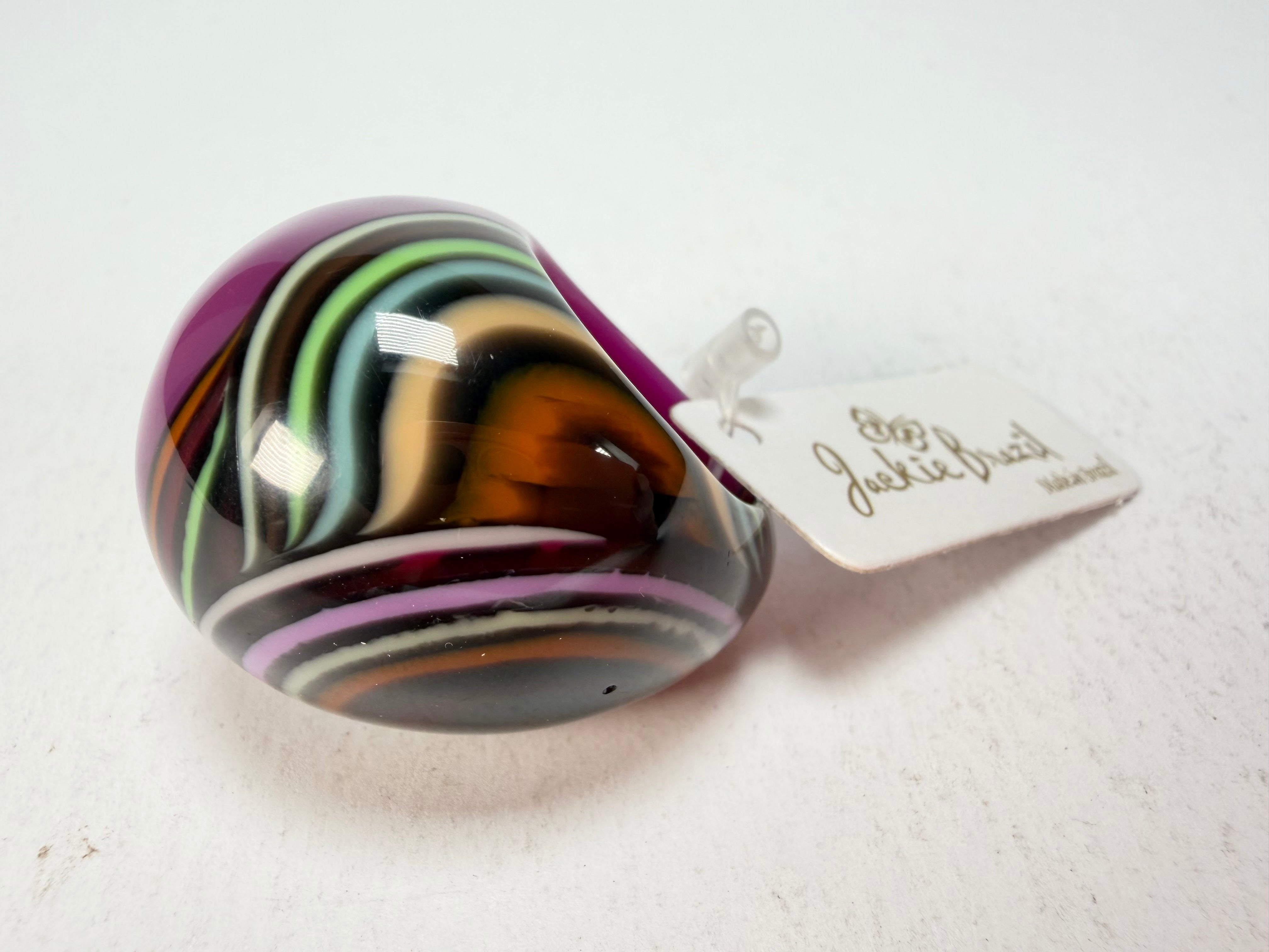 Jackie Brazil "Berlin" Swirls Purple Large Round Resin Ring ( R3195 ) Size UK Q / USA 8