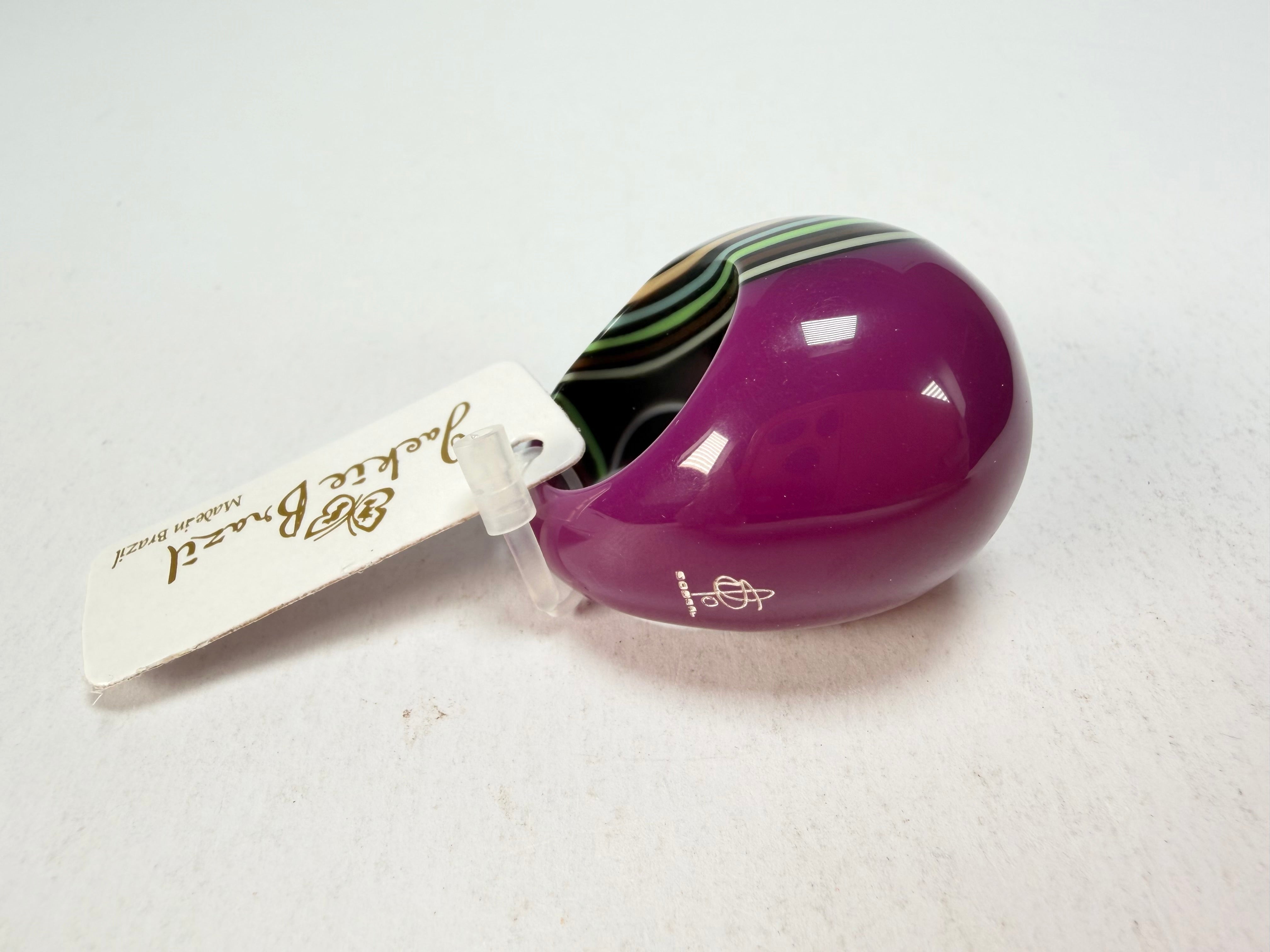 Jackie Brazil "Berlin" Swirls Purple Large Round Resin Ring ( R3195 ) Size UK Q / USA 8