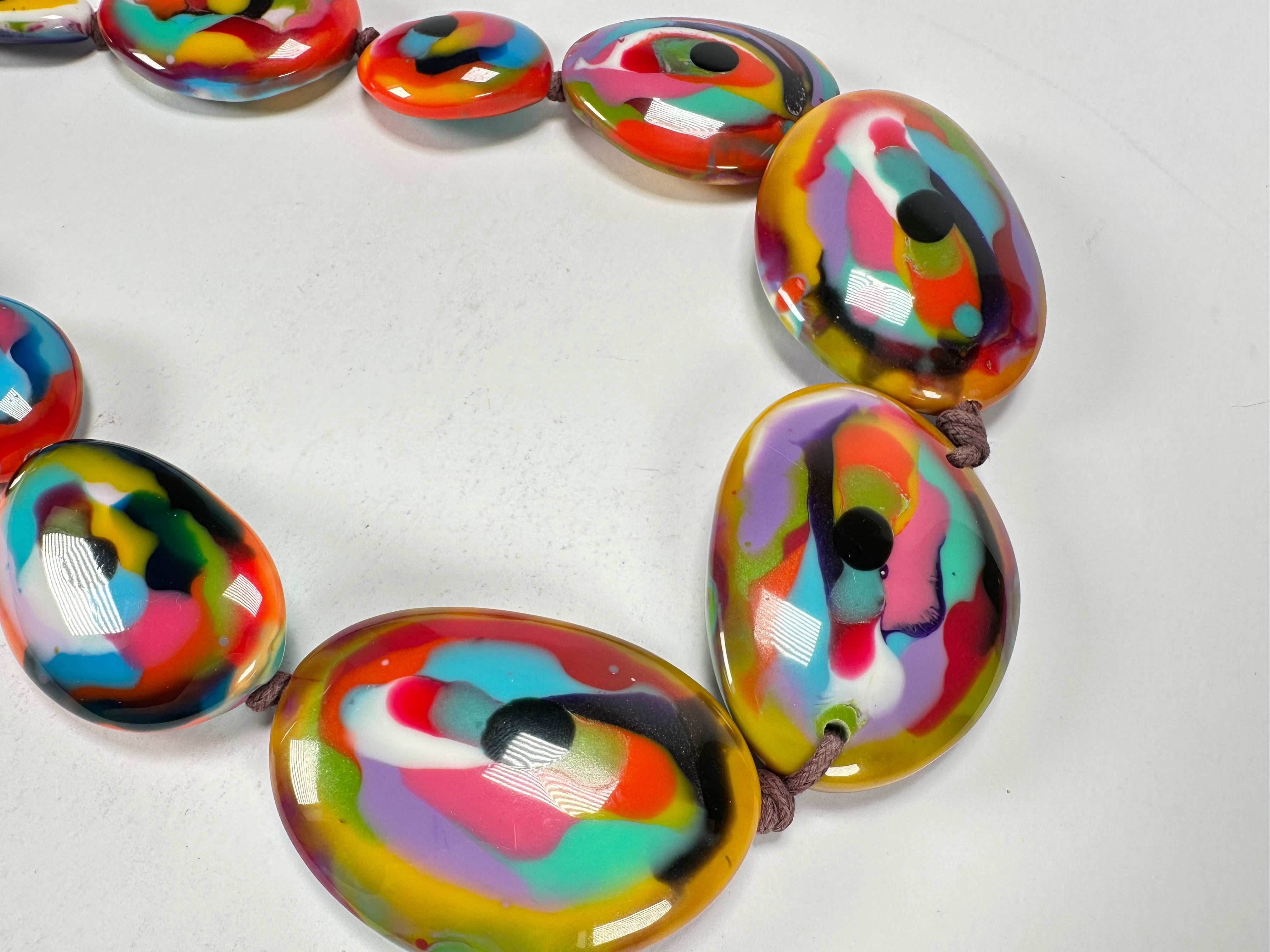 Jackie Brazil "Kandinsky" Long Flat Riverstones 65cm Necklace ( N3700 )