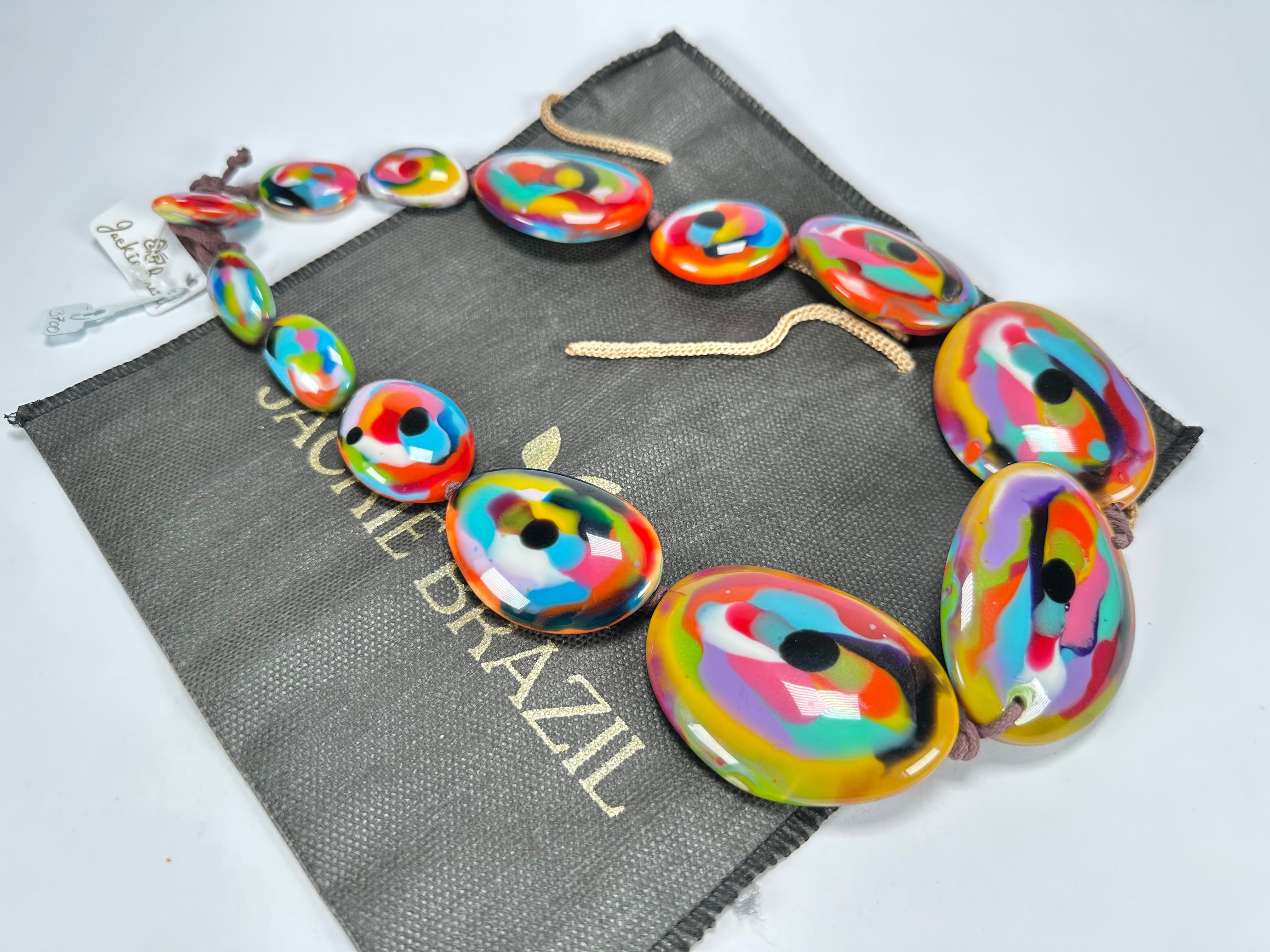 Jackie Brazil "Kandinsky" Long Flat Riverstones 65cm Necklace ( N3700 )