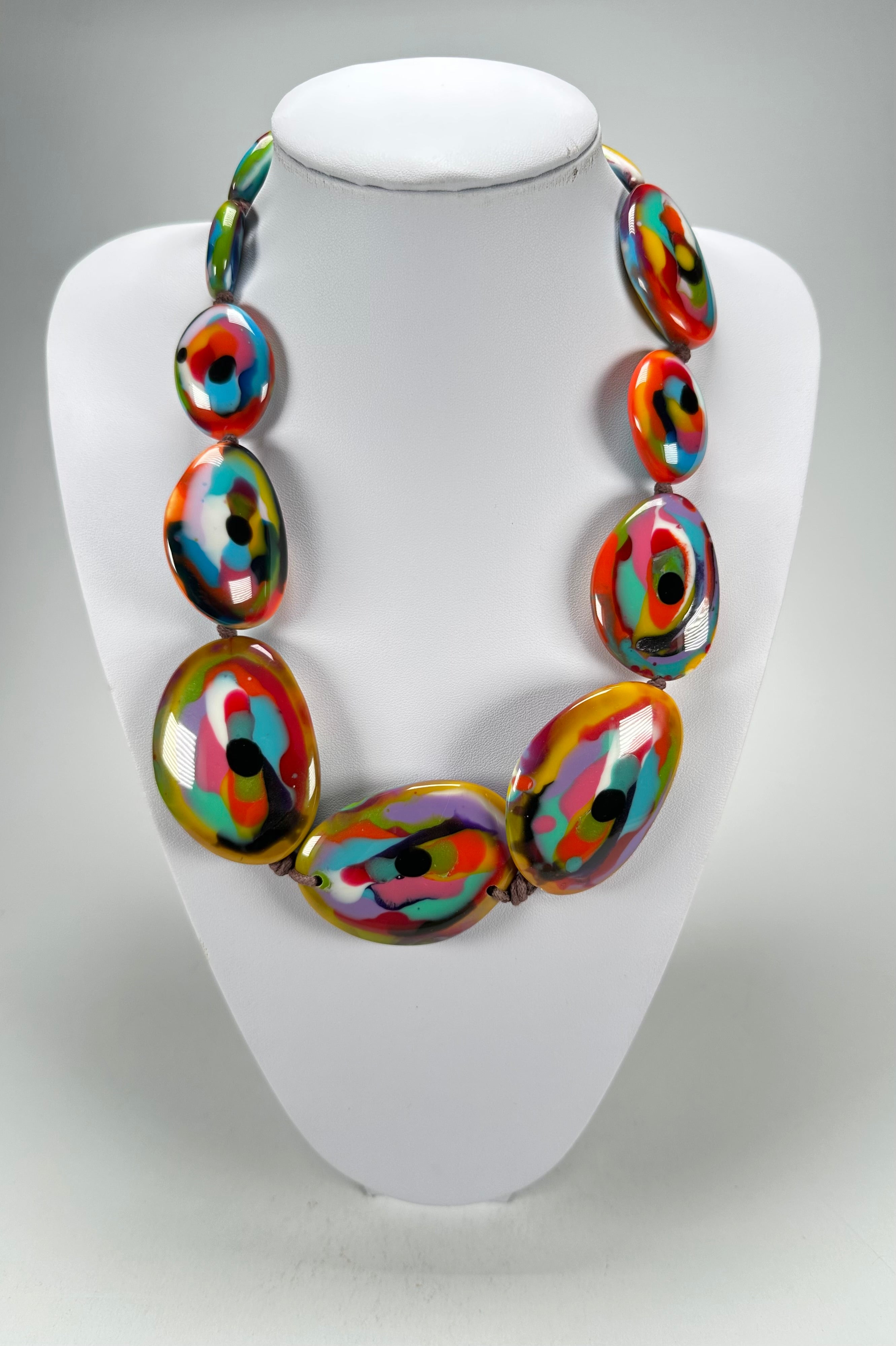 Jackie Brazil "Kandinsky" Long Flat Riverstones 65cm Necklace ( N3700 )