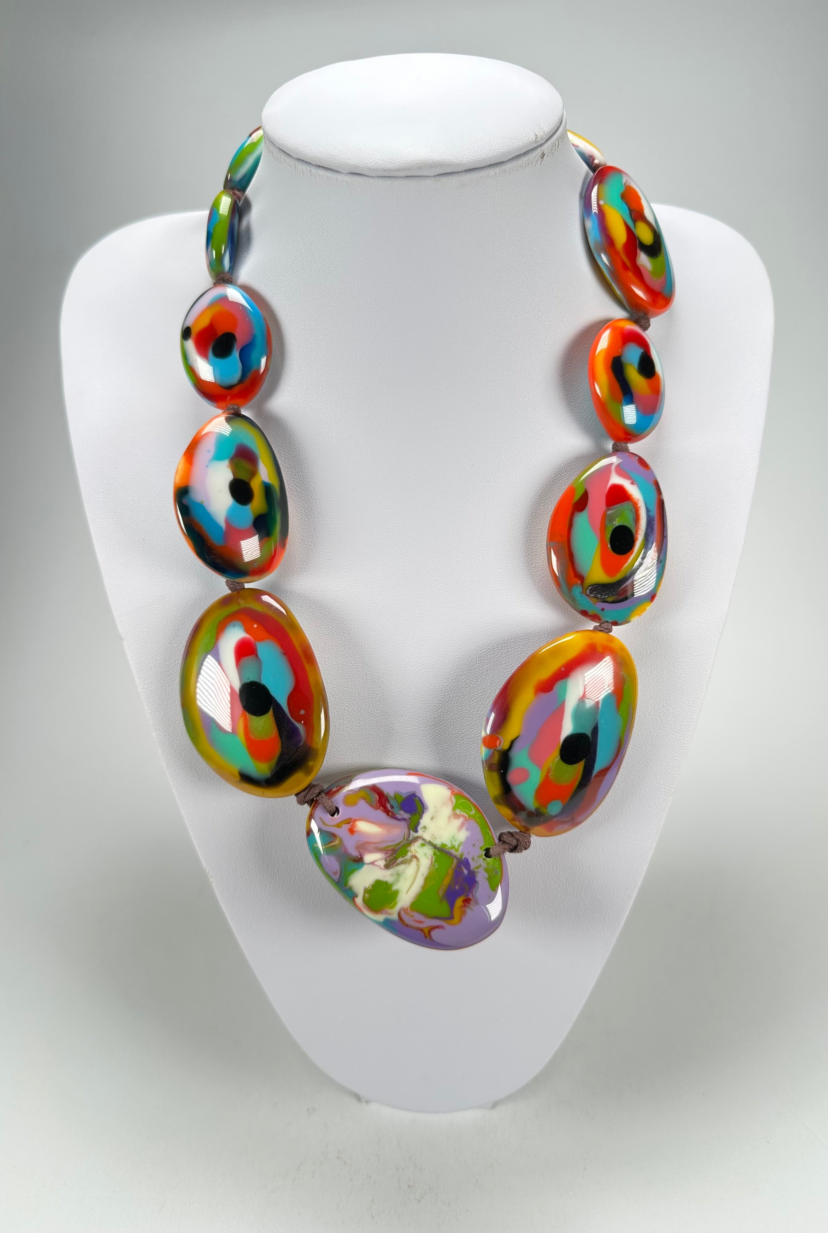 Jackie Brazil "Kandinsky" Long Flat Riverstones 65cm Necklace ( N3700 )