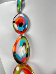 Jackie Brazil "Kandinsky" Long Flat Riverstones 65cm Necklace ( N3700 )