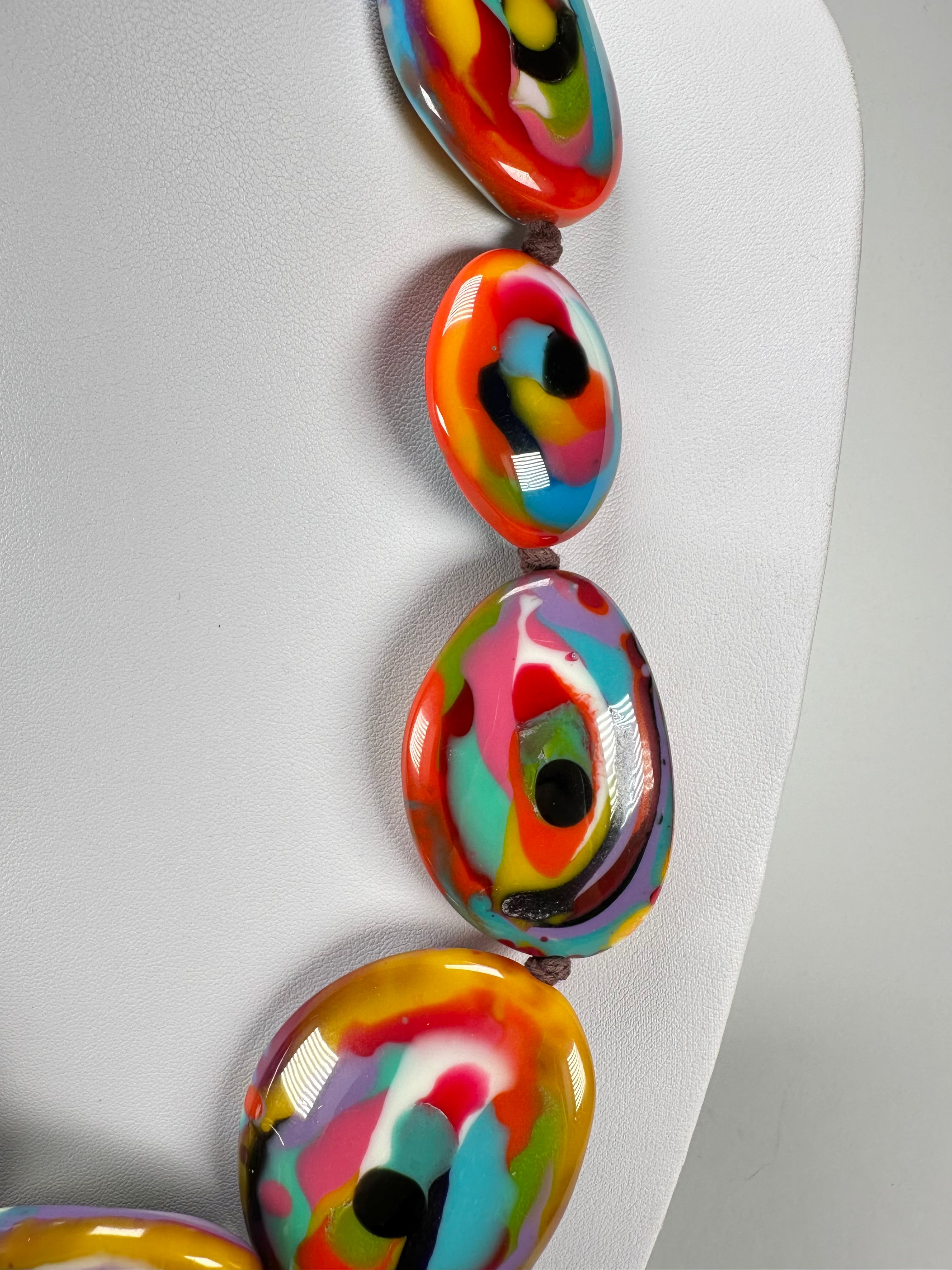 Jackie Brazil "Kandinsky" Long Flat Riverstones 65cm Necklace ( N3700 )