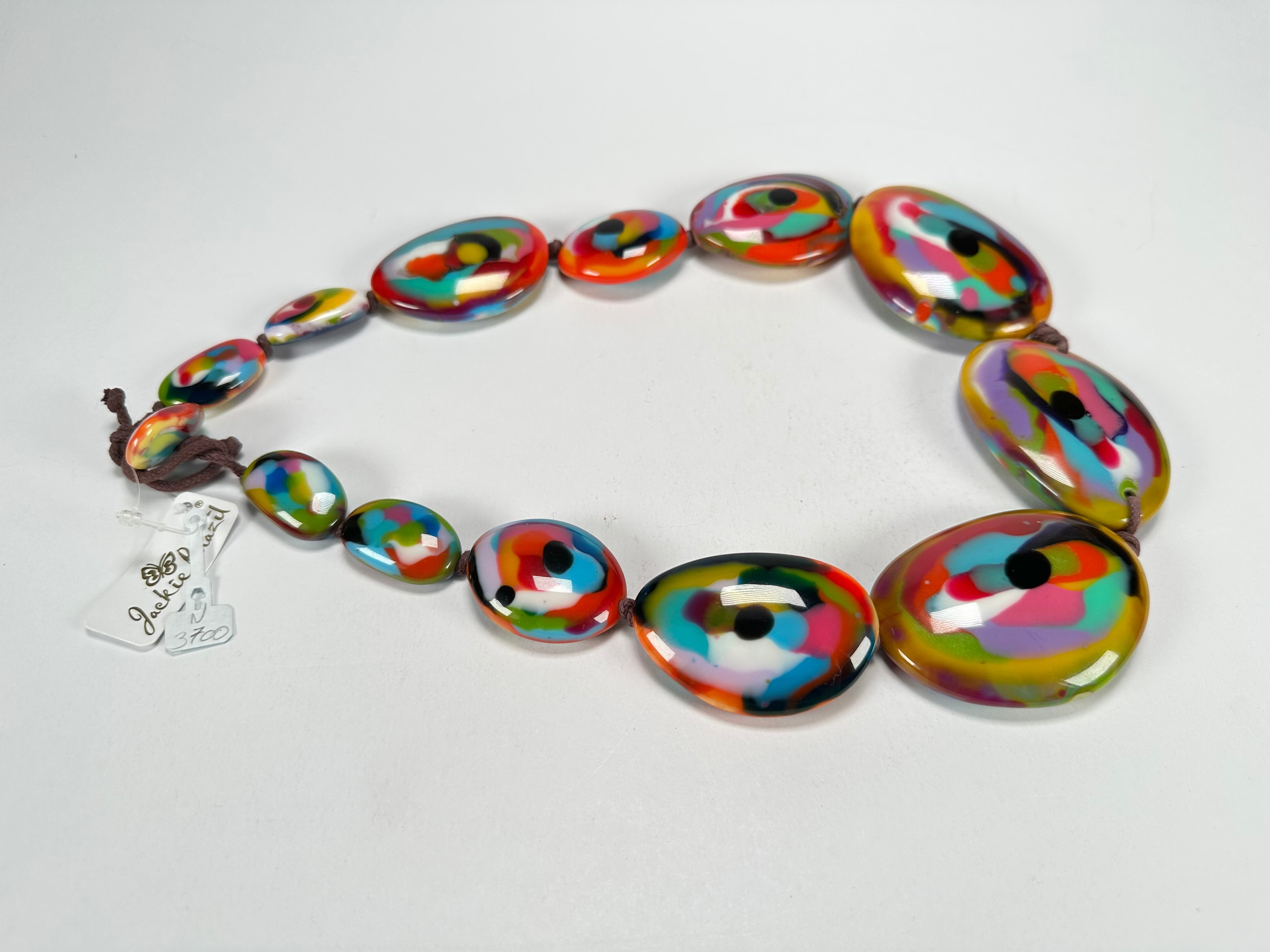 Jackie Brazil "Kandinsky" Long Flat Riverstones 65cm Necklace ( N3700 )