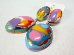 Jackie Brazil "Kandinsky" Medium Riverstone Double Pendant Resin Earrings ( E3900 )