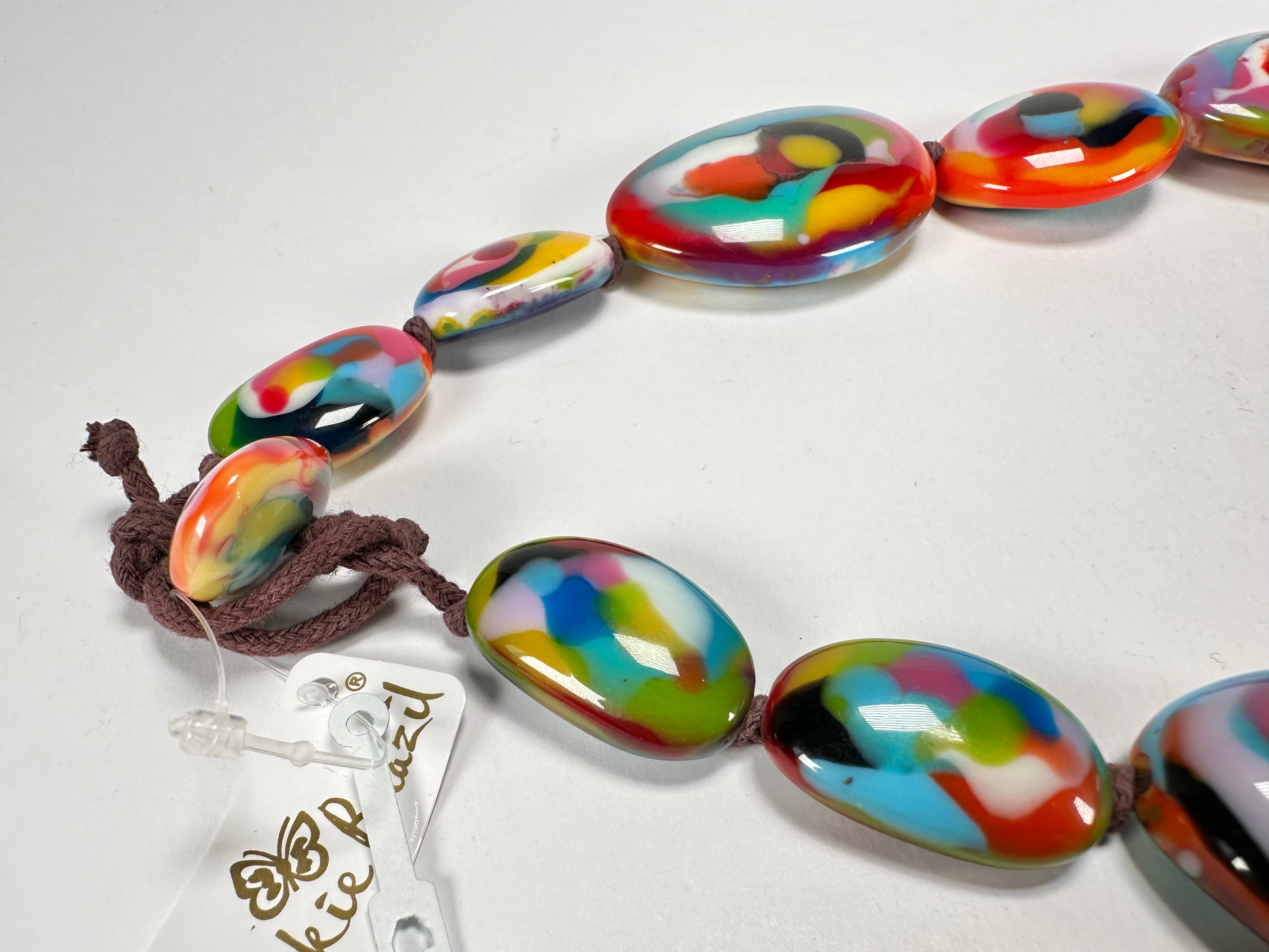 Jackie Brazil "Kandinsky" Long Flat Riverstones 65cm Necklace ( N3700 )