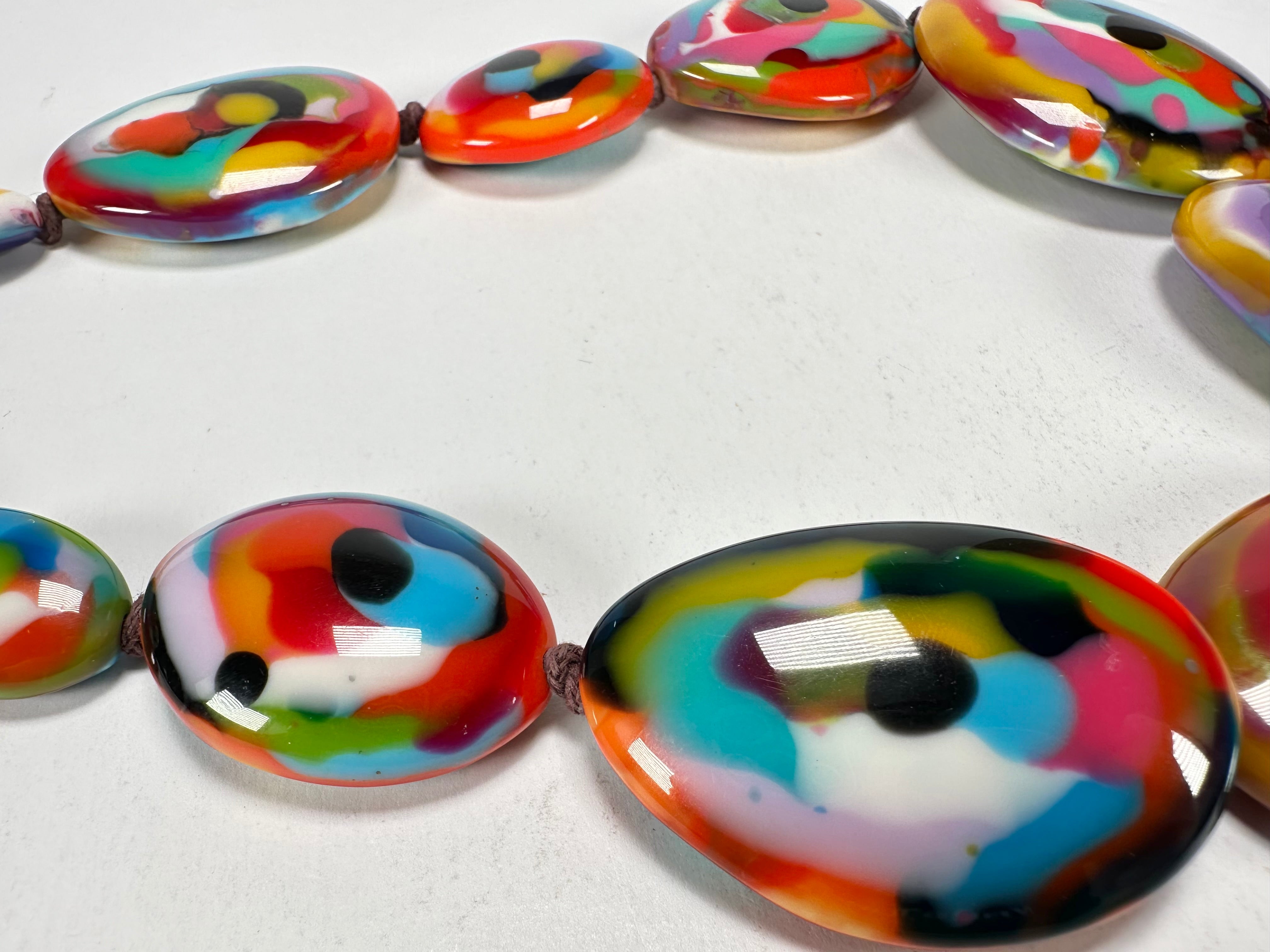 Jackie Brazil "Kandinsky" Long Flat Riverstones 65cm Necklace ( N3700 )