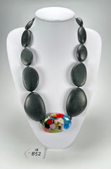 Jackie Brazil "Matt Black & Cascade" Long Flat Riverstones 65cm Necklace ( N3700 )