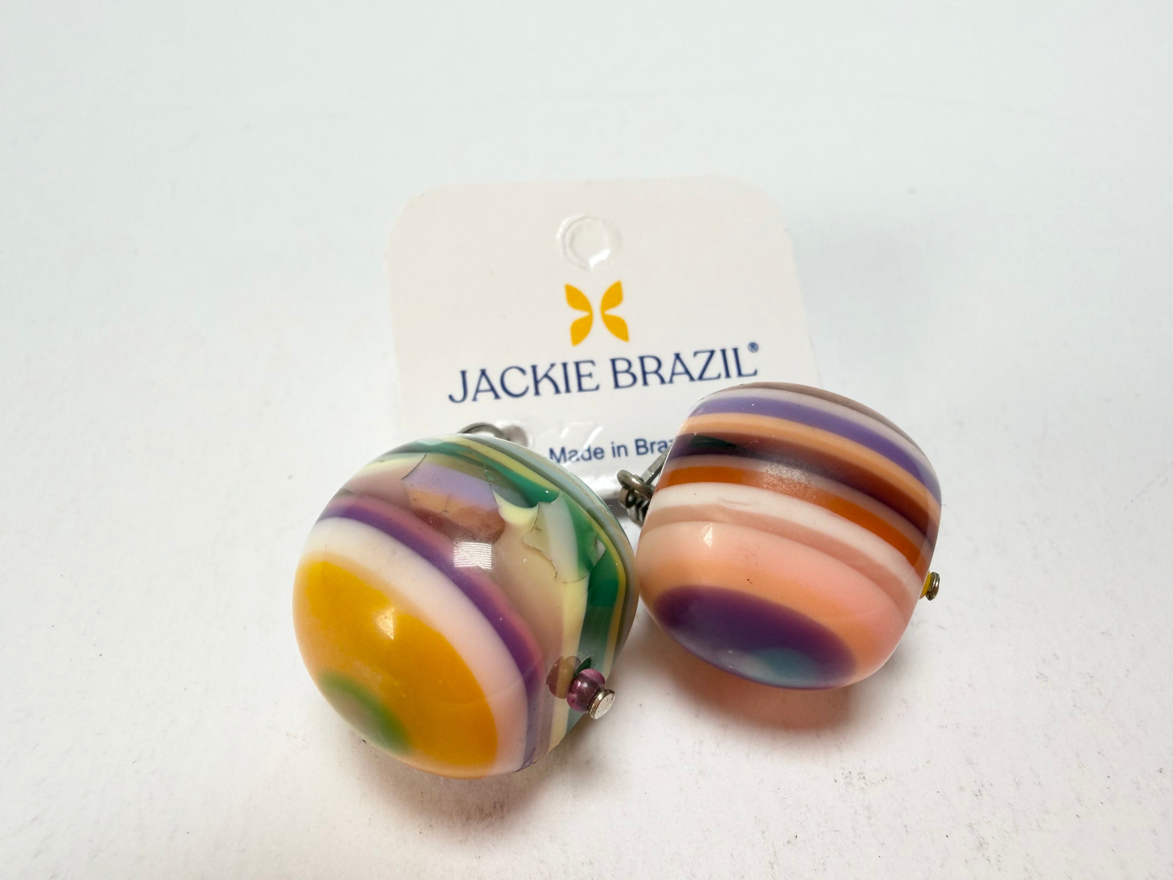 Jackie Brazil "Cat Eyes" Liquorice Balls Mix Colours Short Resin Earrings ( E0960 )