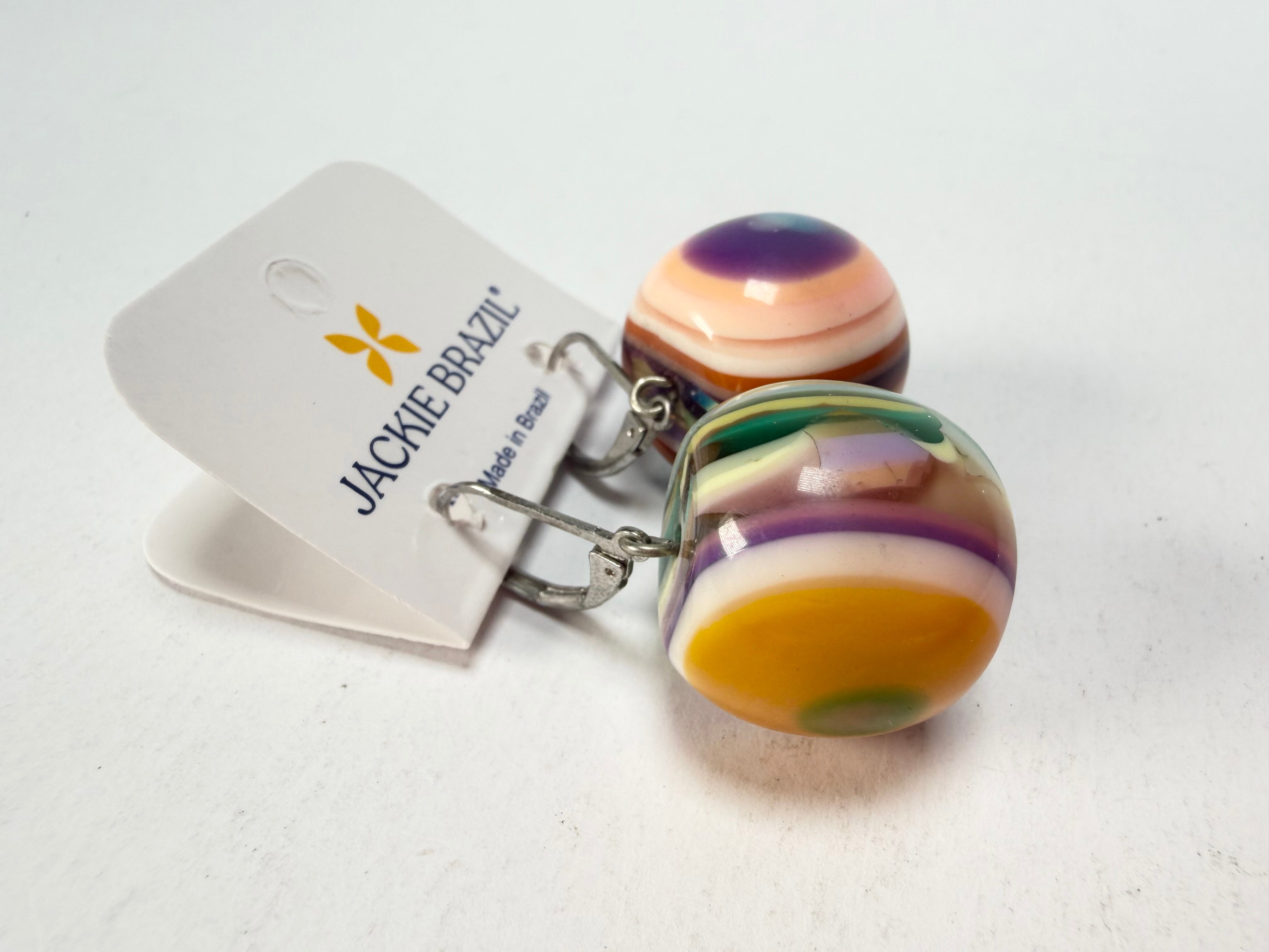Jackie Brazil "Cat Eyes" Liquorice Balls Mix Colours Short Resin Earrings ( E0960 )