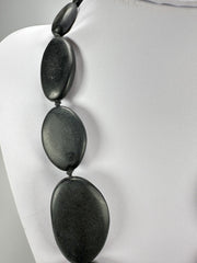 Jackie Brazil "Matt Black & Cascade" Long Flat Riverstones 65cm Necklace ( N3700 )
