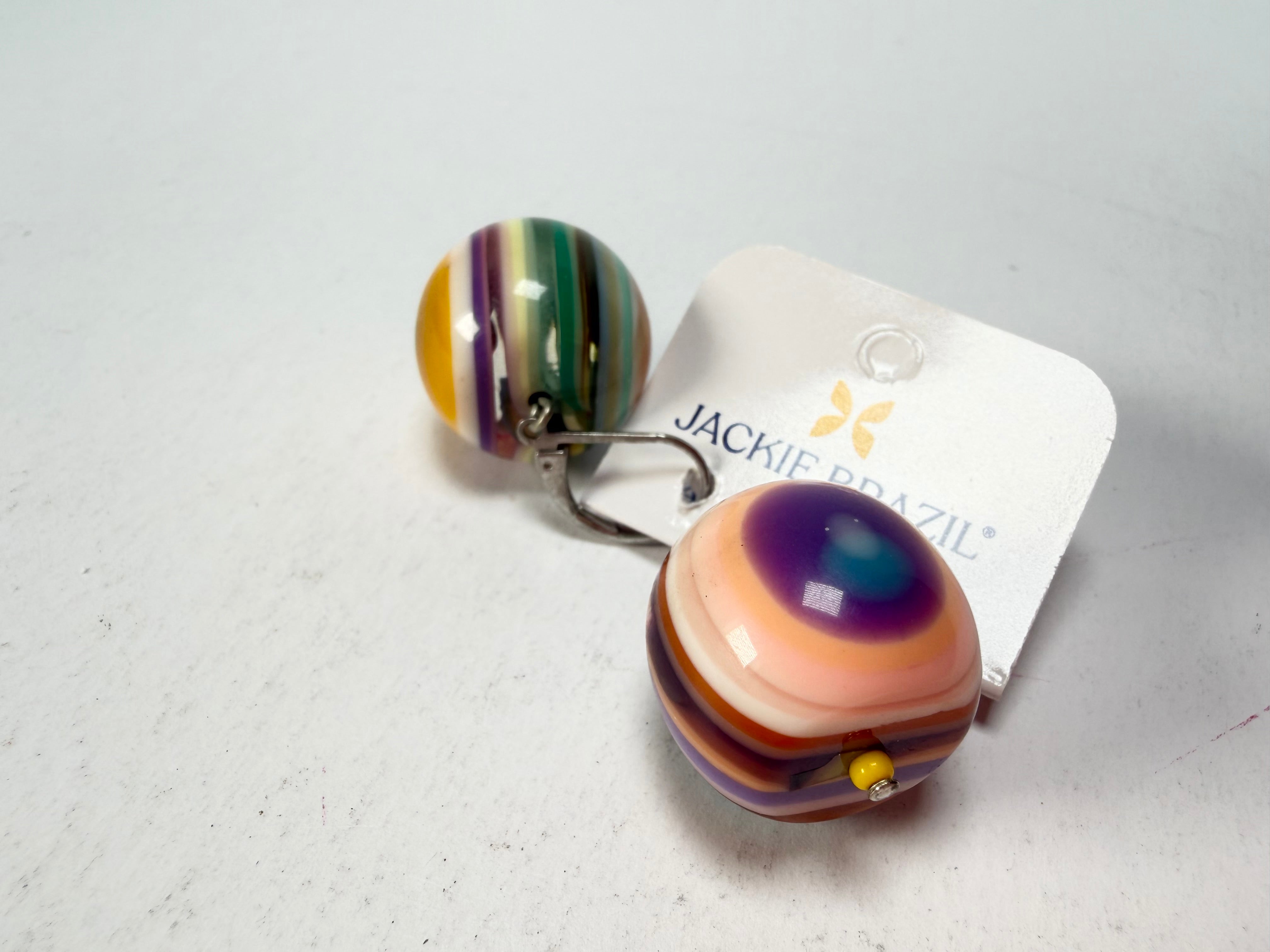 Jackie Brazil "Cat Eyes" Liquorice Balls Mix Colours Short Resin Earrings ( E0960 )