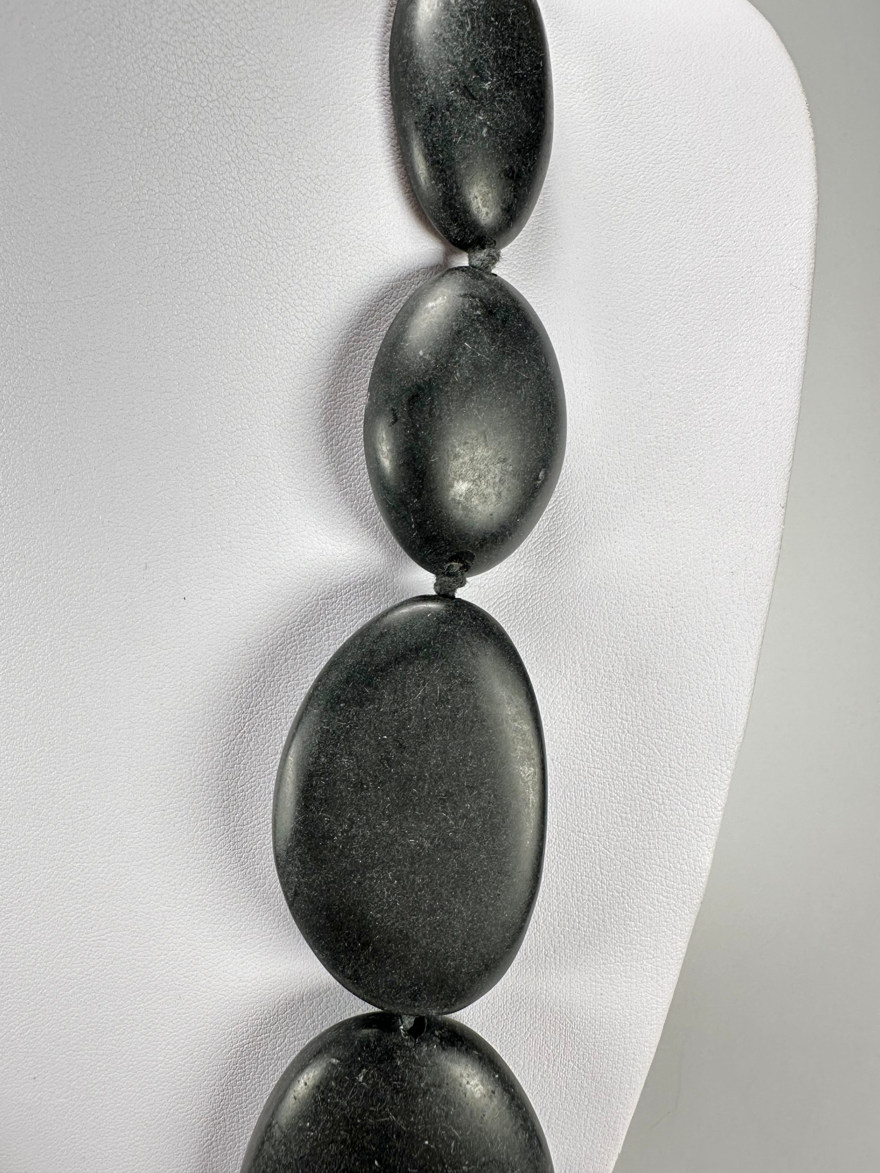 Jackie Brazil "Matt Black & Cascade" Long Flat Riverstones 65cm Necklace ( N3700 )