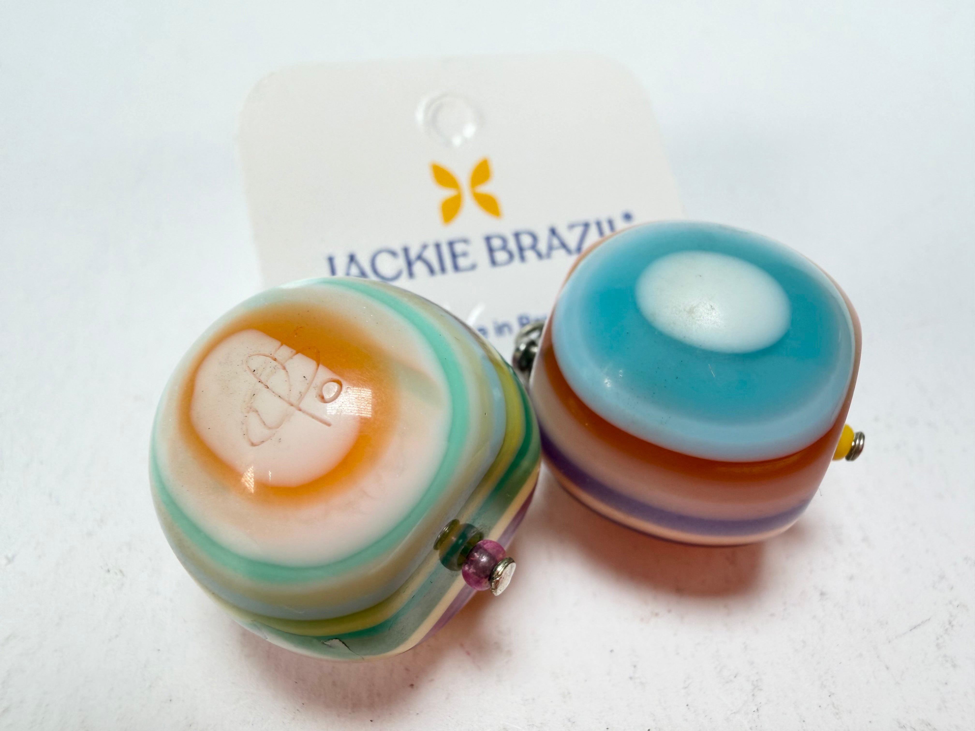 Jackie Brazil "Cat Eyes" Liquorice Balls Mix Colours Short Resin Earrings ( E0960 )