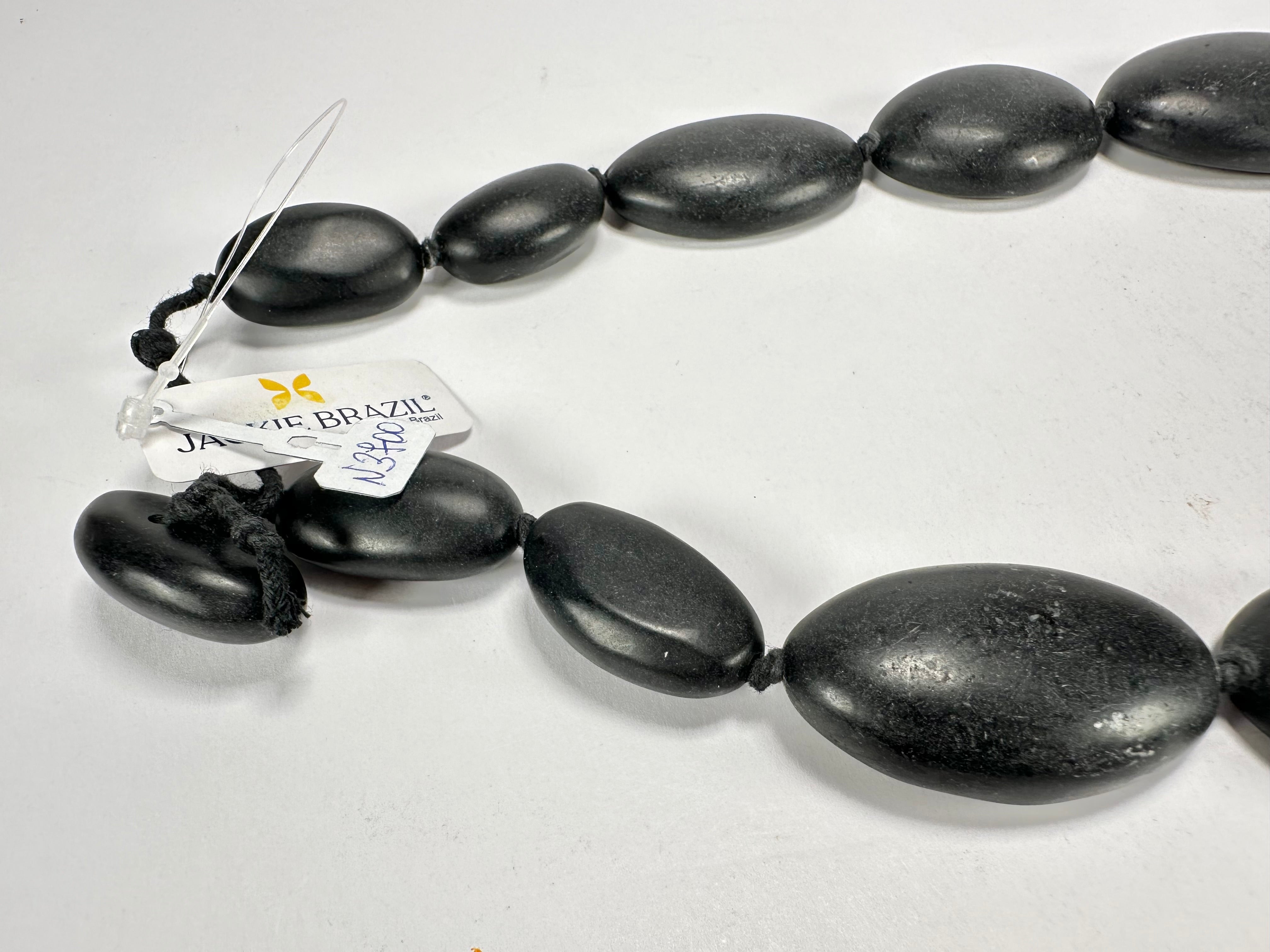 Jackie Brazil "Matt Black & Cascade" Long Flat Riverstones 65cm Necklace ( N3700 )