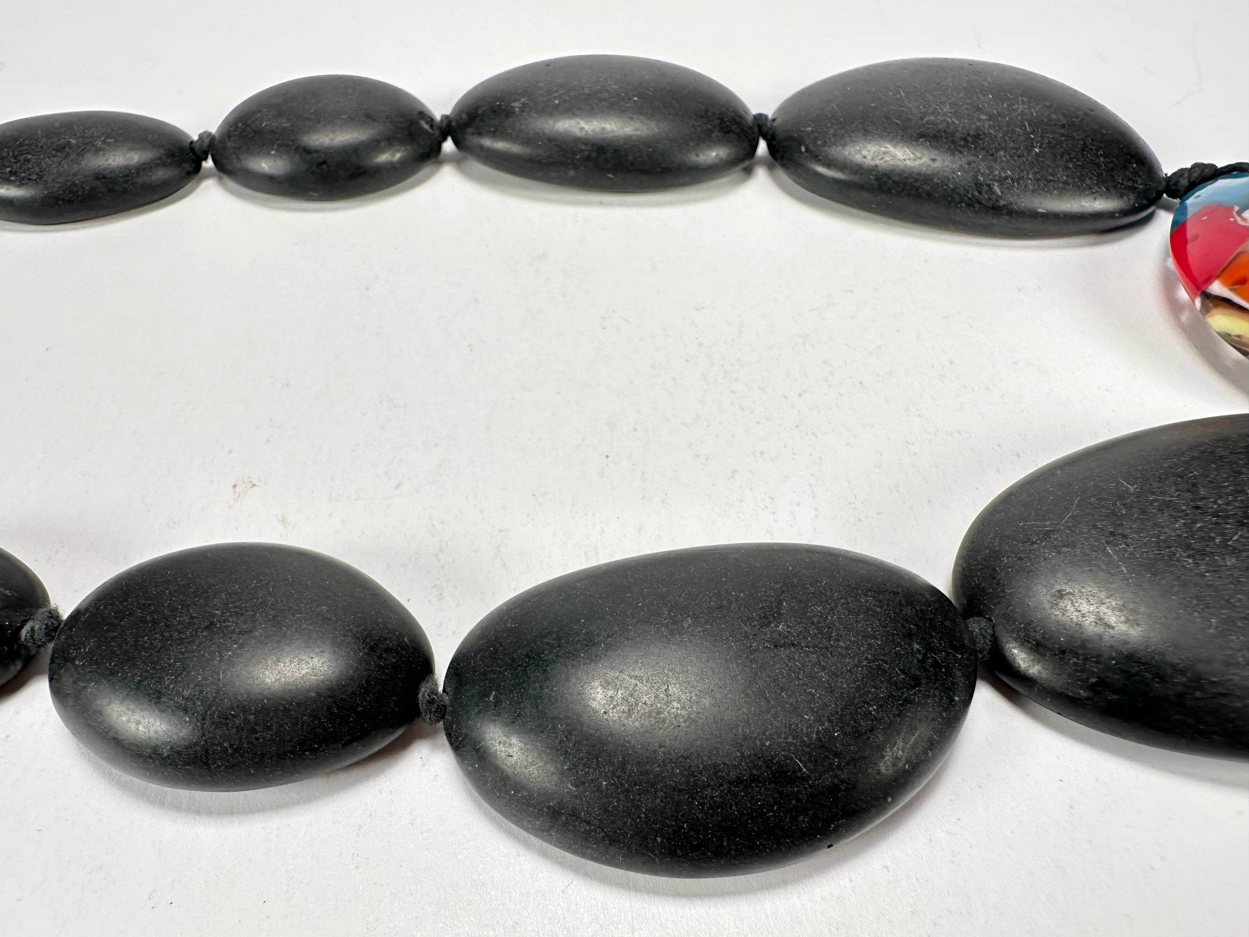 Jackie Brazil "Matt Black & Cascade" Long Flat Riverstones 65cm Necklace ( N3700 )