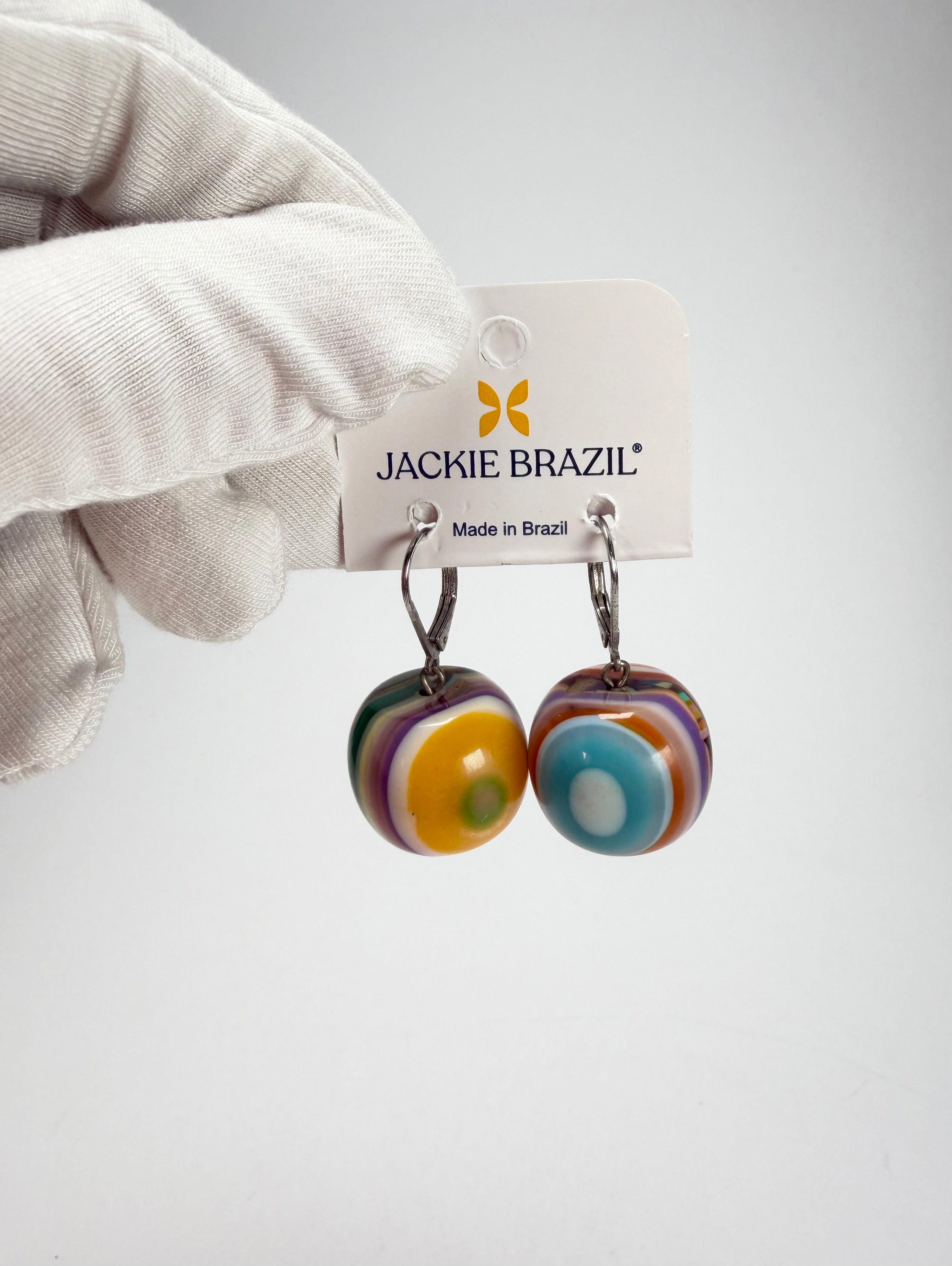 Jackie Brazil "Cat Eyes" Liquorice Balls Mix Colours Short Resin Earrings ( E0960 )