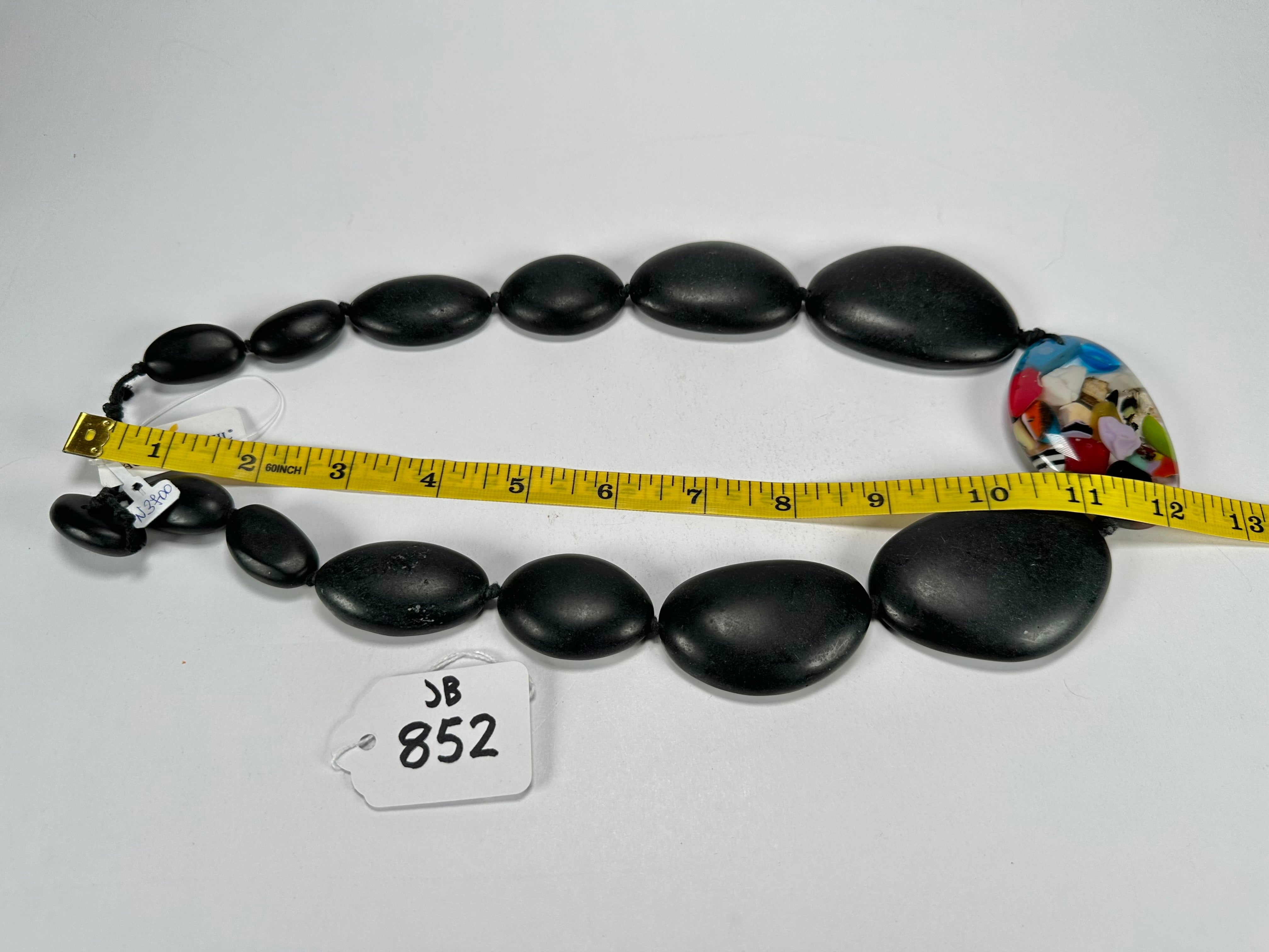 Jackie Brazil "Matt Black & Cascade" Long Flat Riverstones 65cm Necklace ( N3700 )