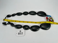 Jackie Brazil "Matt Black & Cascade" Long Flat Riverstones 65cm Necklace ( N3700 )
