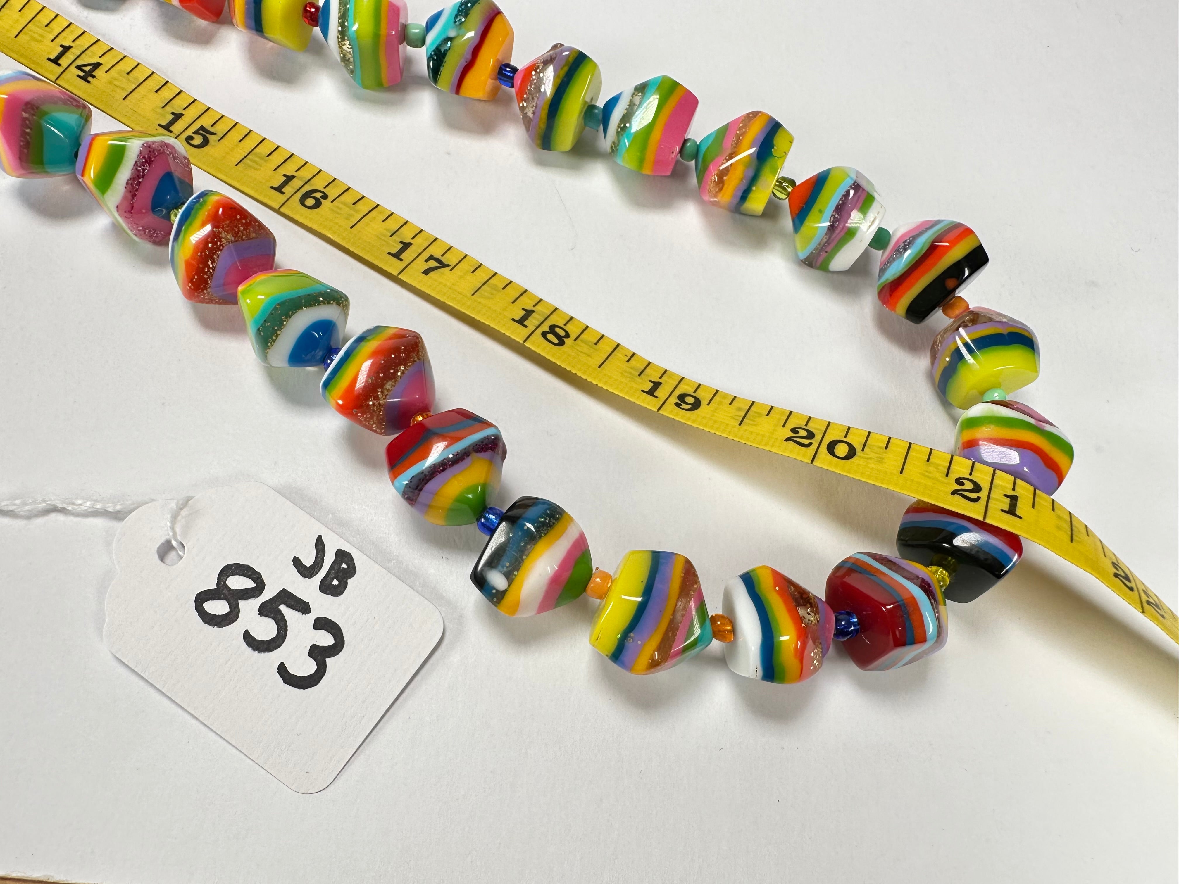 Jackie Brazil "Camille" Liquorice Stripes x Kandinsky Small Stones 110cm Necklace ( N0078 )
